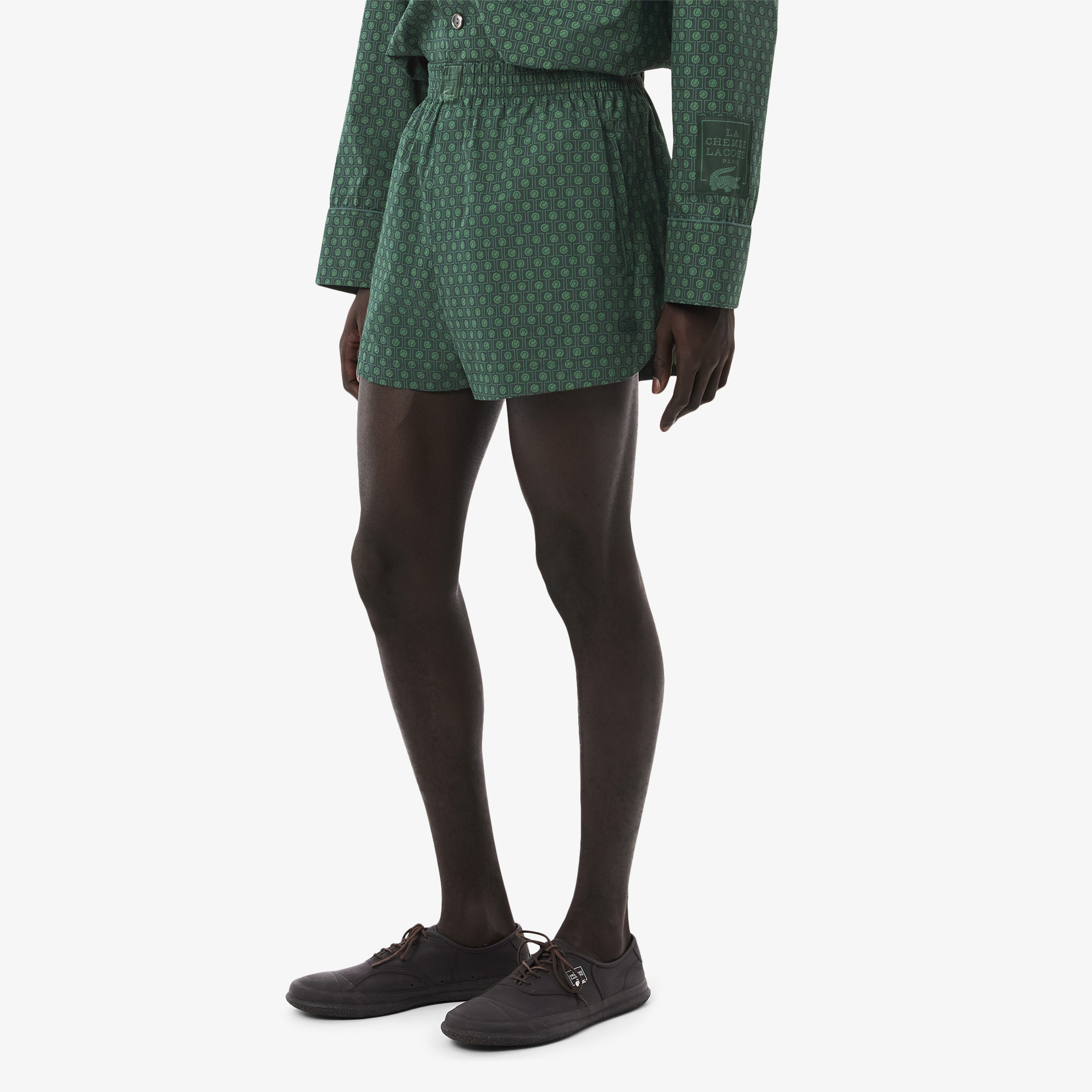 SS25 RUNWAY Erkek Desenli Yeşil Şort