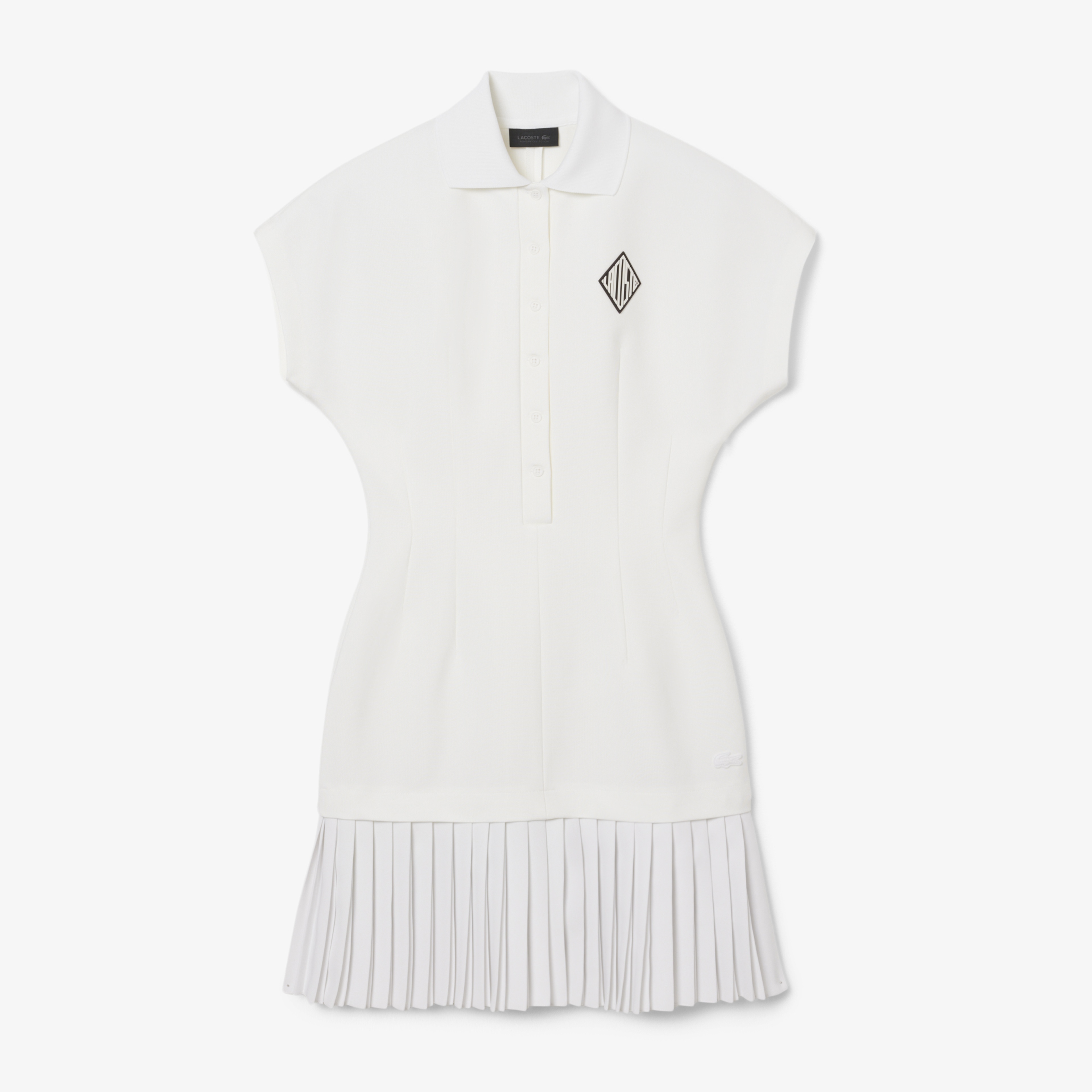 SS25 RUNWAY Kadın Slim Fit Kısa Kollu Polo Yaka Beyaz Elbise