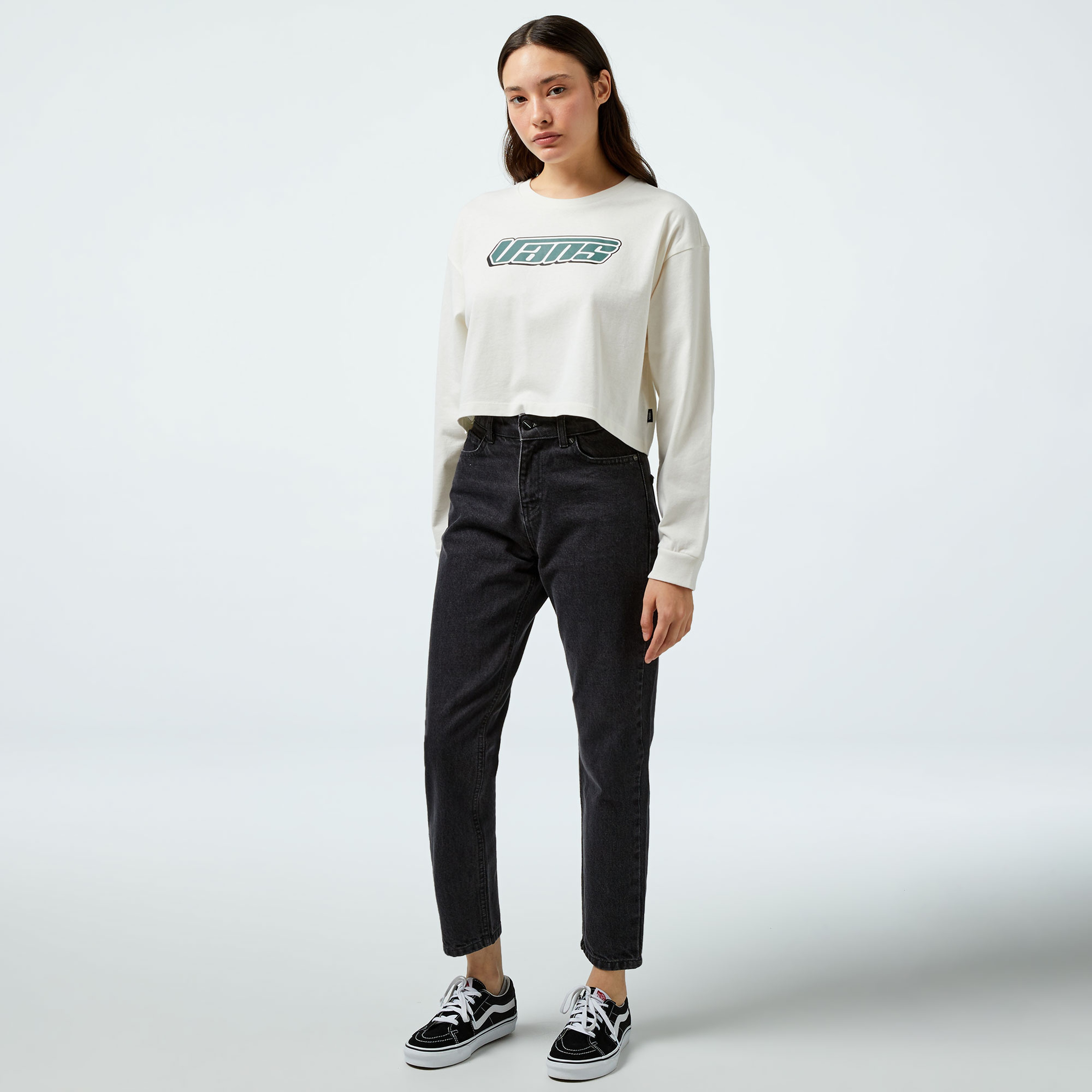 Vans Retro V Ls Relax Crop Kadın Siyah T-Shirt
