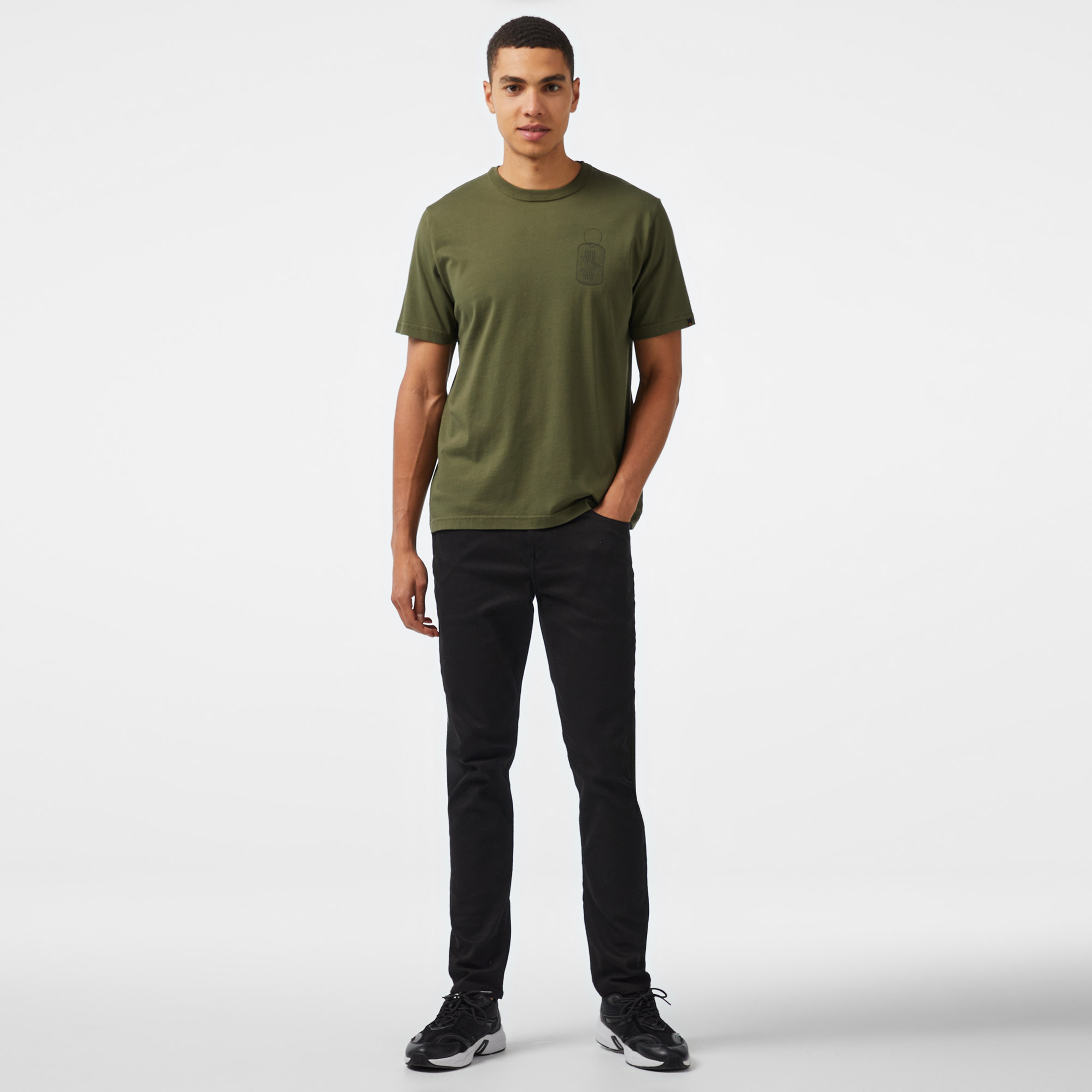 Alpha Industries Alpha Dog Tag Unisex Yeşil T-Shirt