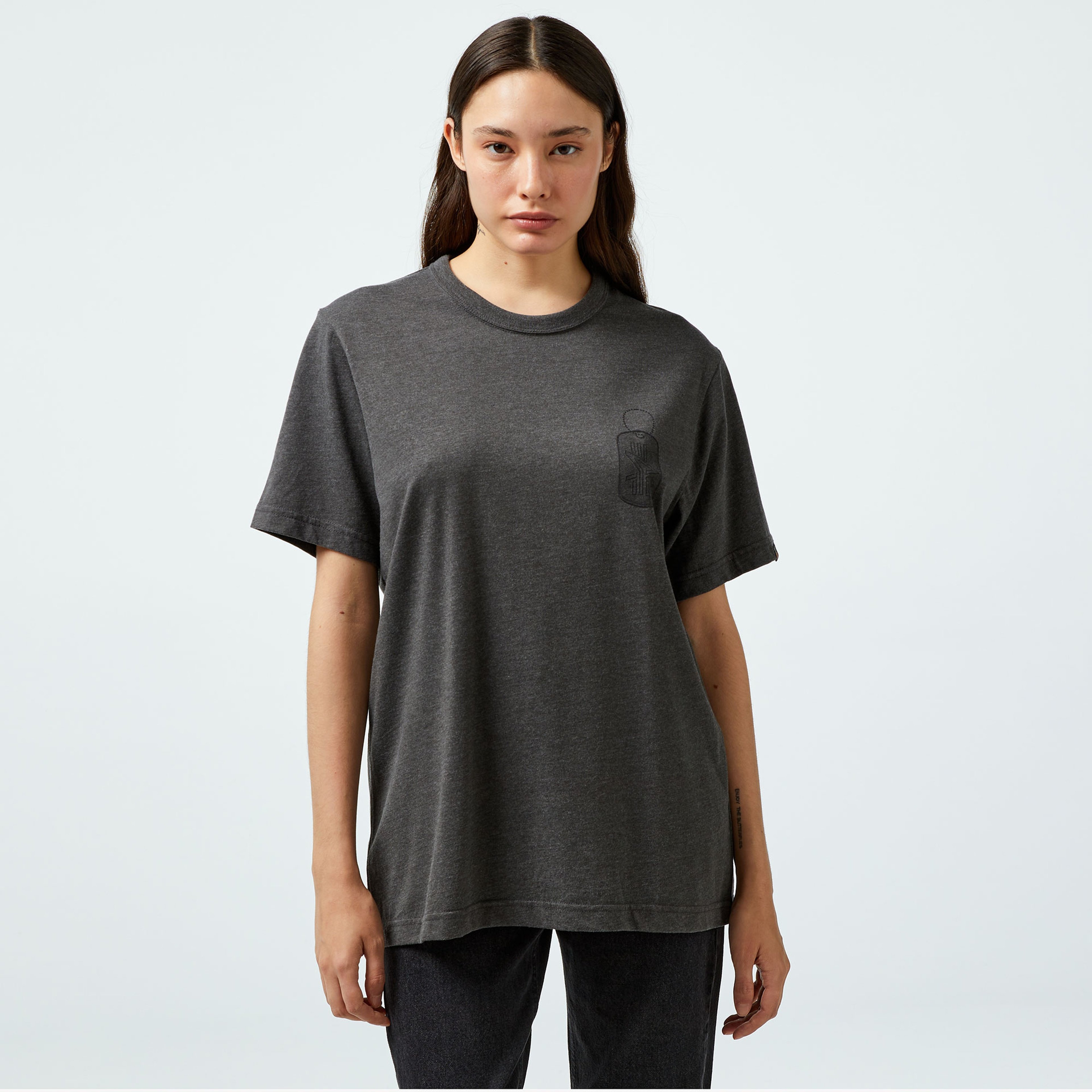 Alpha Industries Alpha Dog Tag Unisex Gri T-Shirt