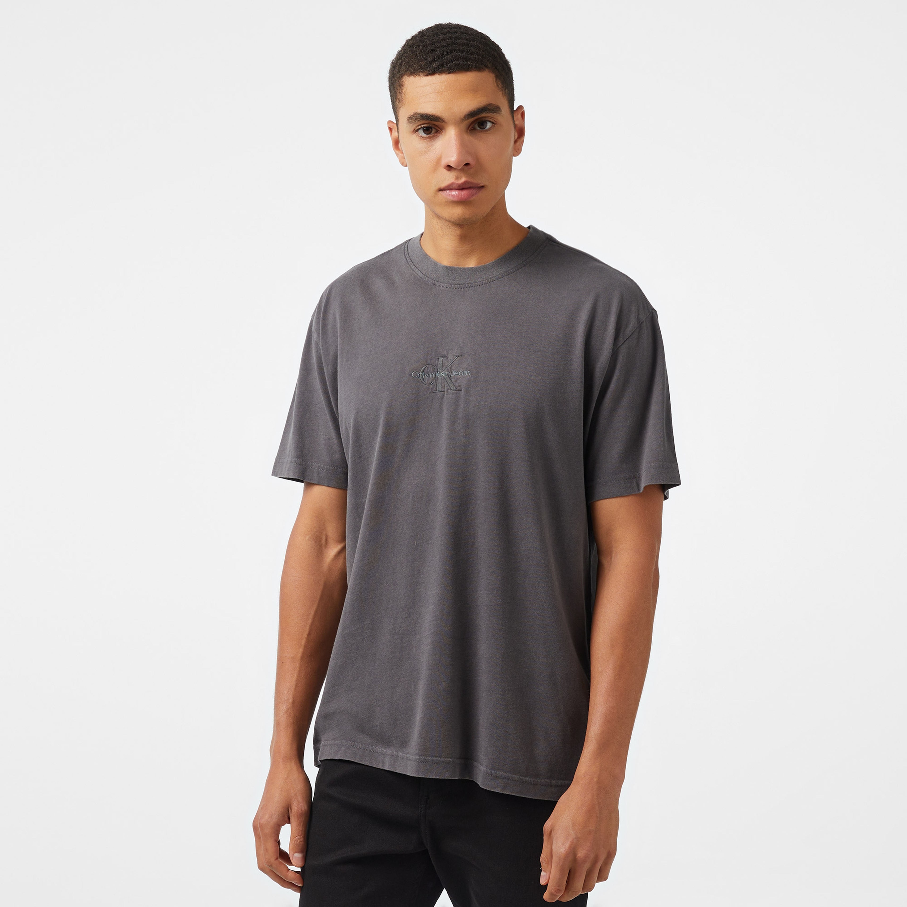 Calvin Klein Jeans Washed Monologo Erkek Gri T-Shirt