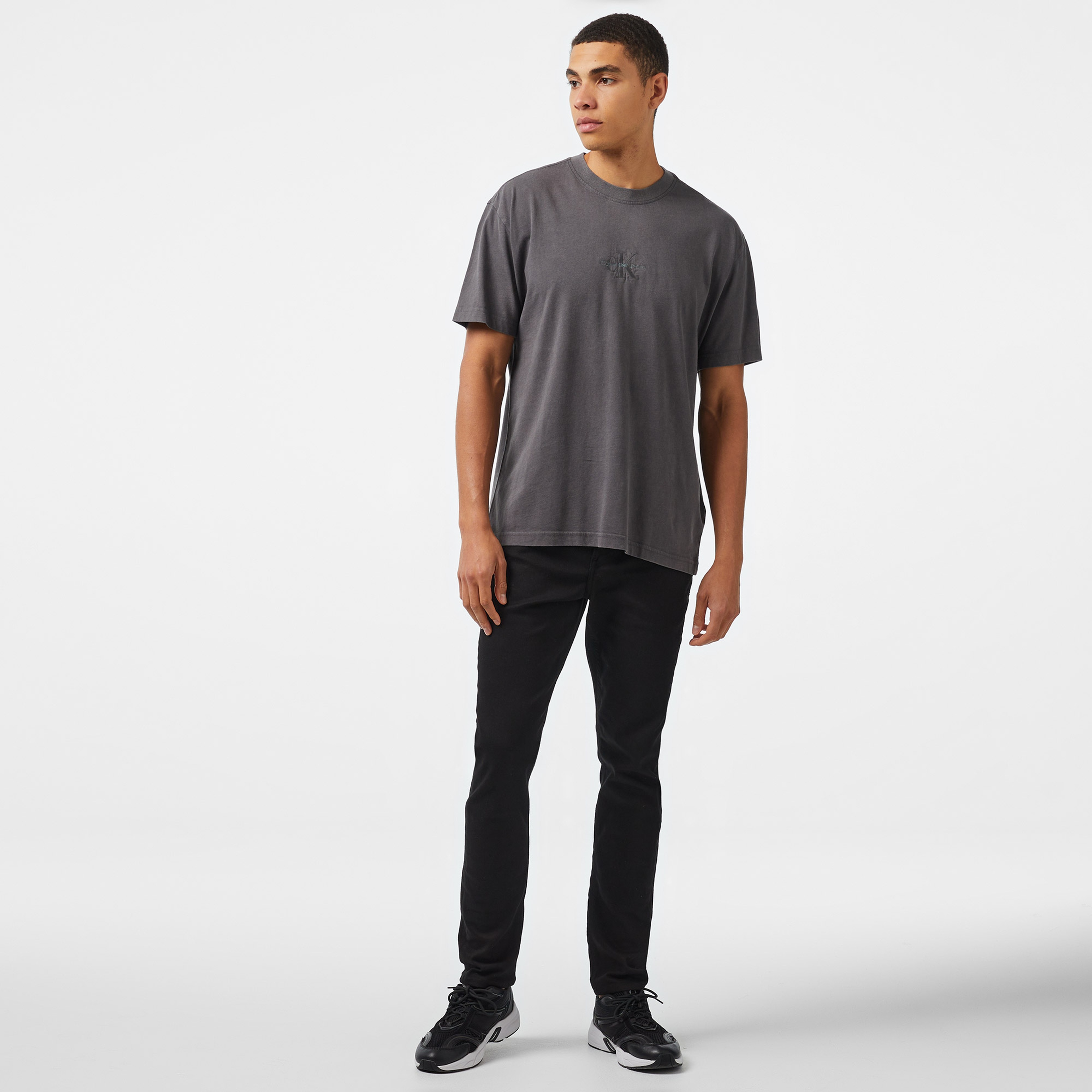 Calvin Klein Jeans Washed Monologo Erkek Gri T-Shirt