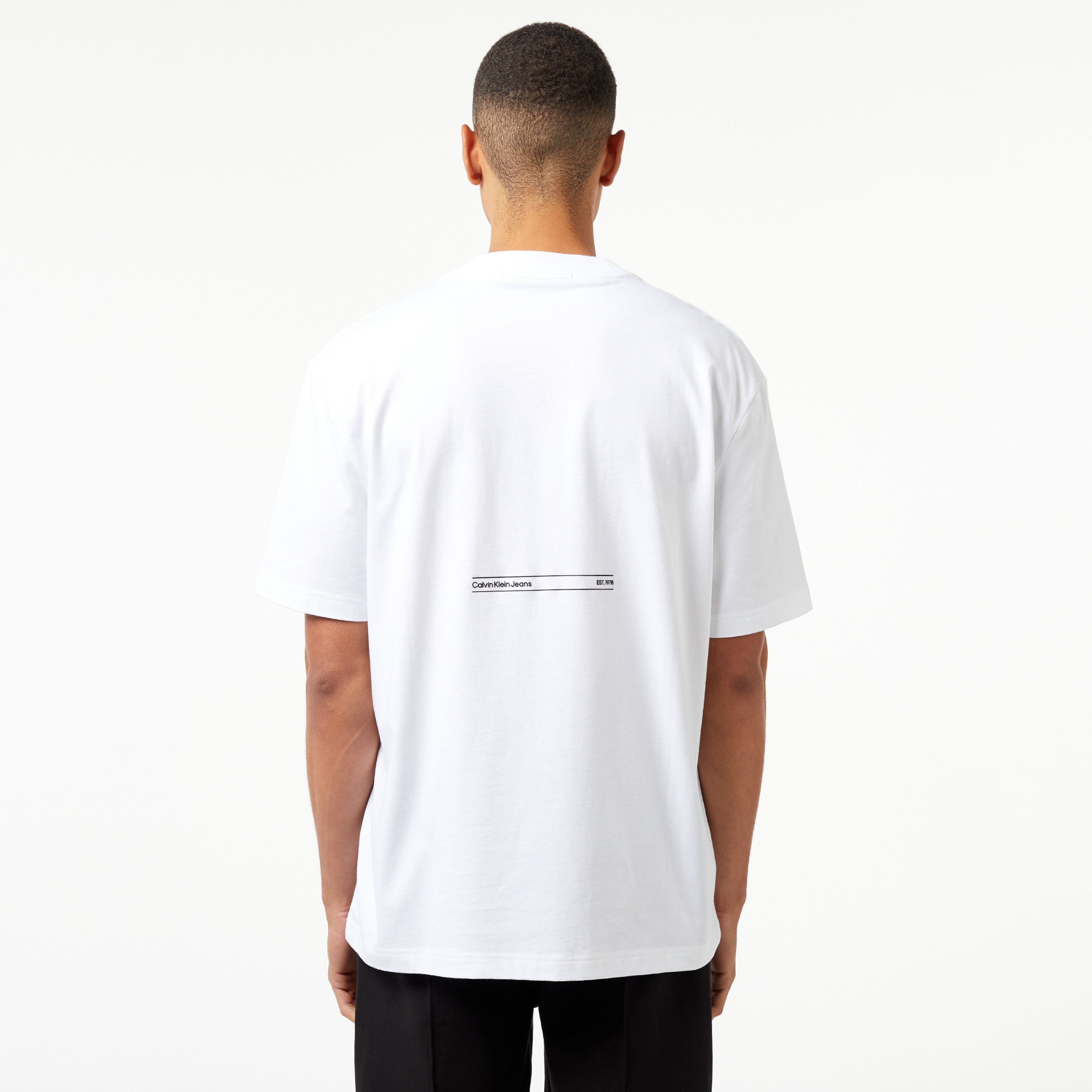 Calvin Klein Jeans Embossed Euphoric Floral Erkek Beyaz T-Shirt