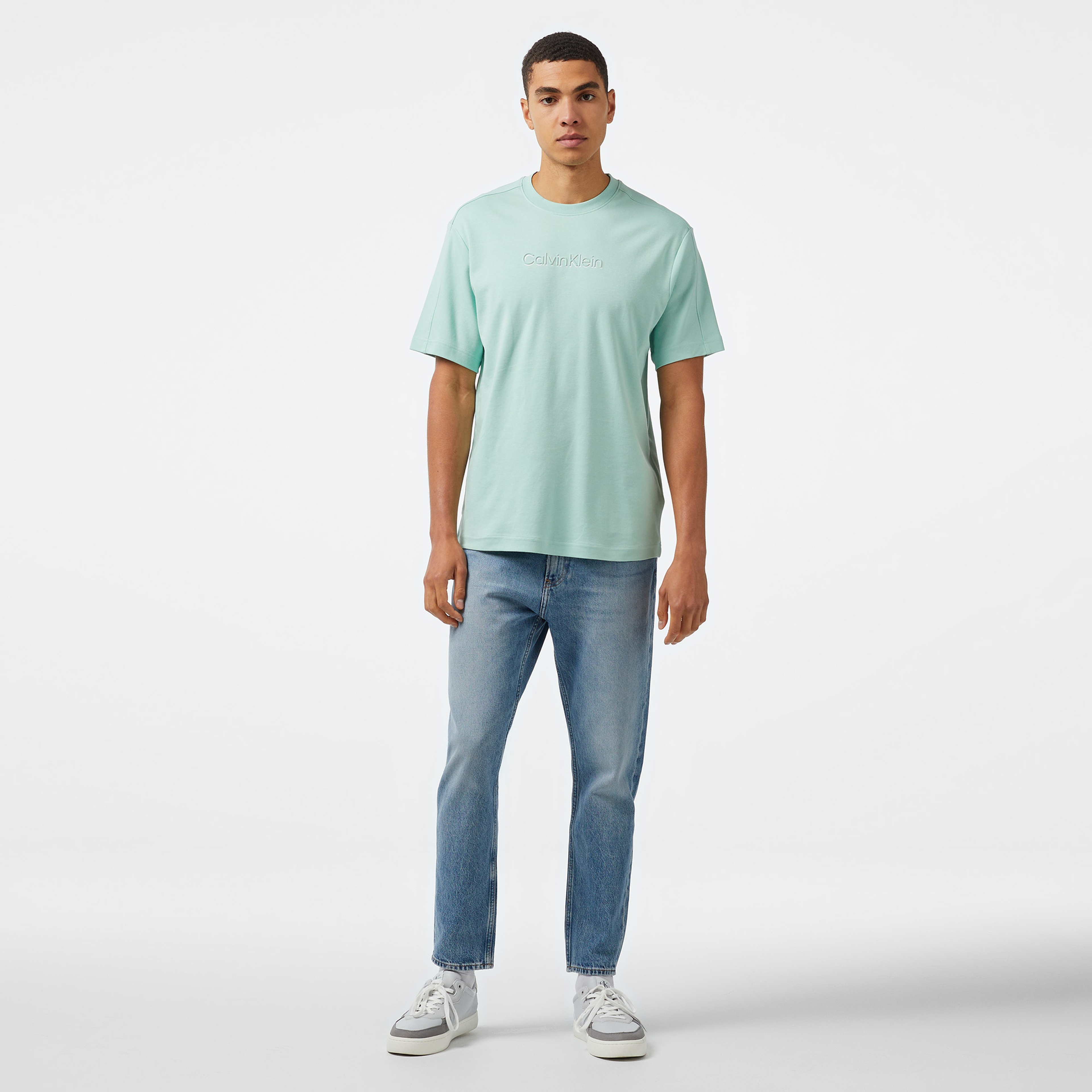 Calvin Klein Shadow Embossed Logo Erkek Yeşil T-Shirt