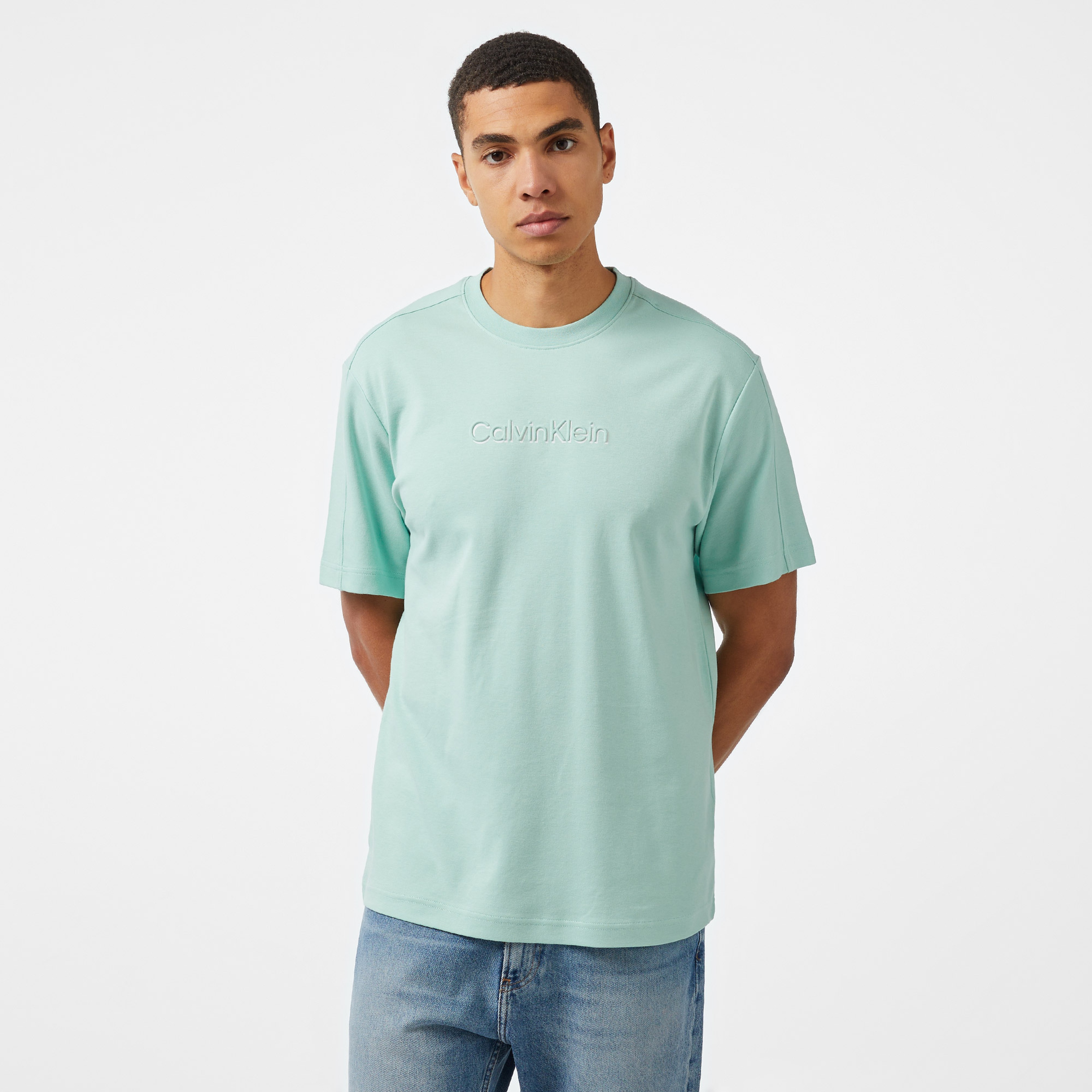 Calvin Klein Shadow Embossed Logo Erkek Yeşil T-Shirt