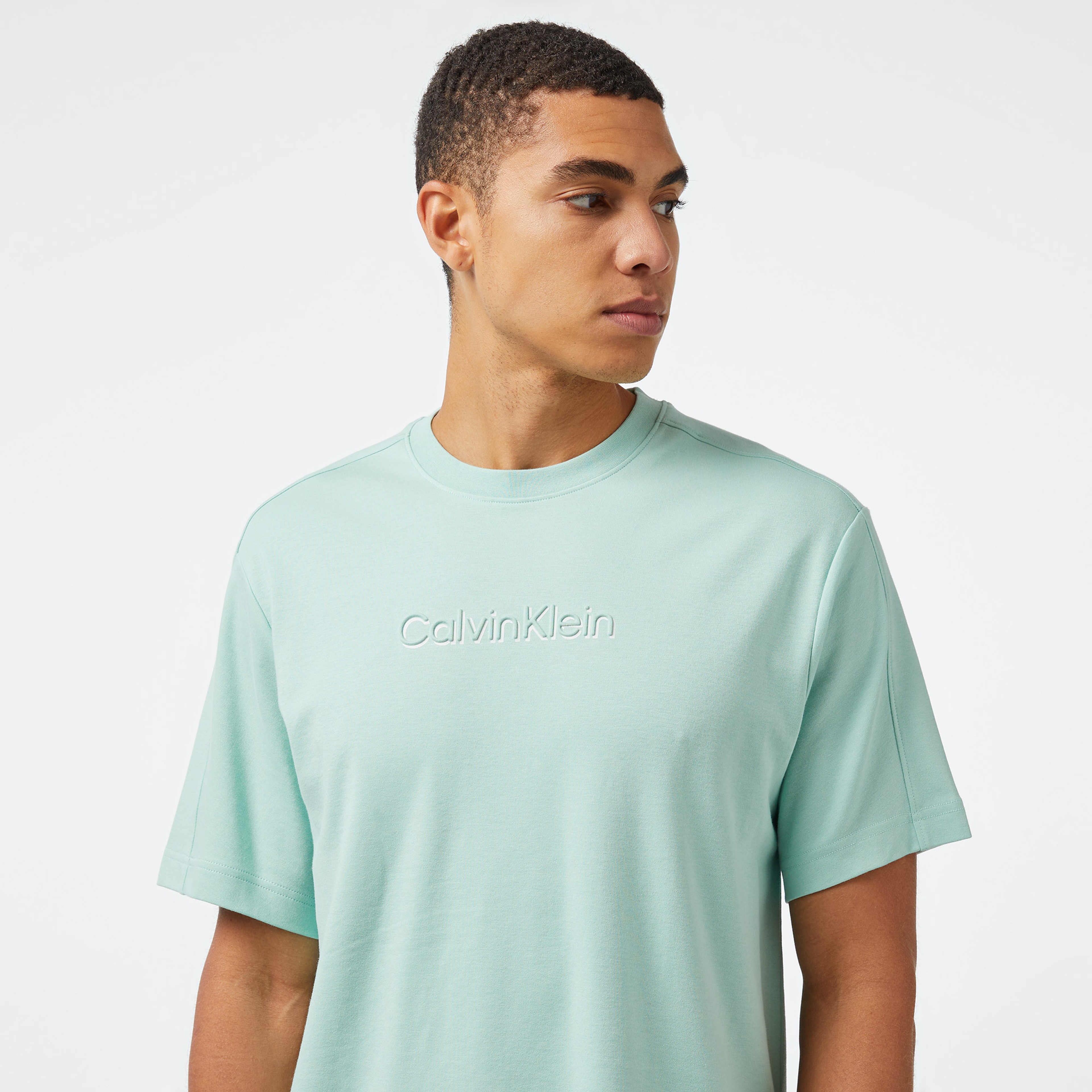 Calvin Klein Shadow Embossed Logo Erkek Yeşil T-Shirt