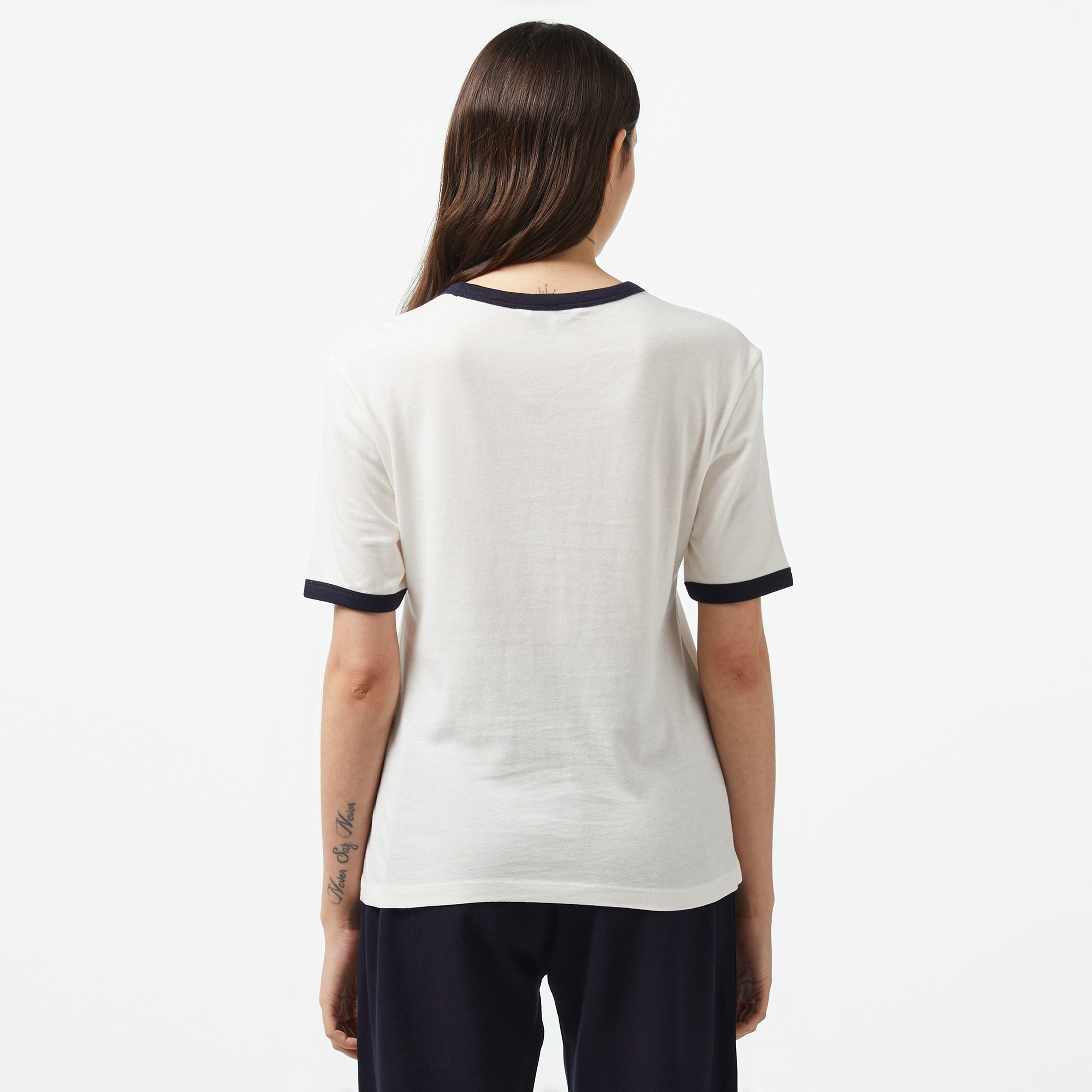 Tommy Hilfiger Varsity Ringer Kadın Beyaz T-Shirt