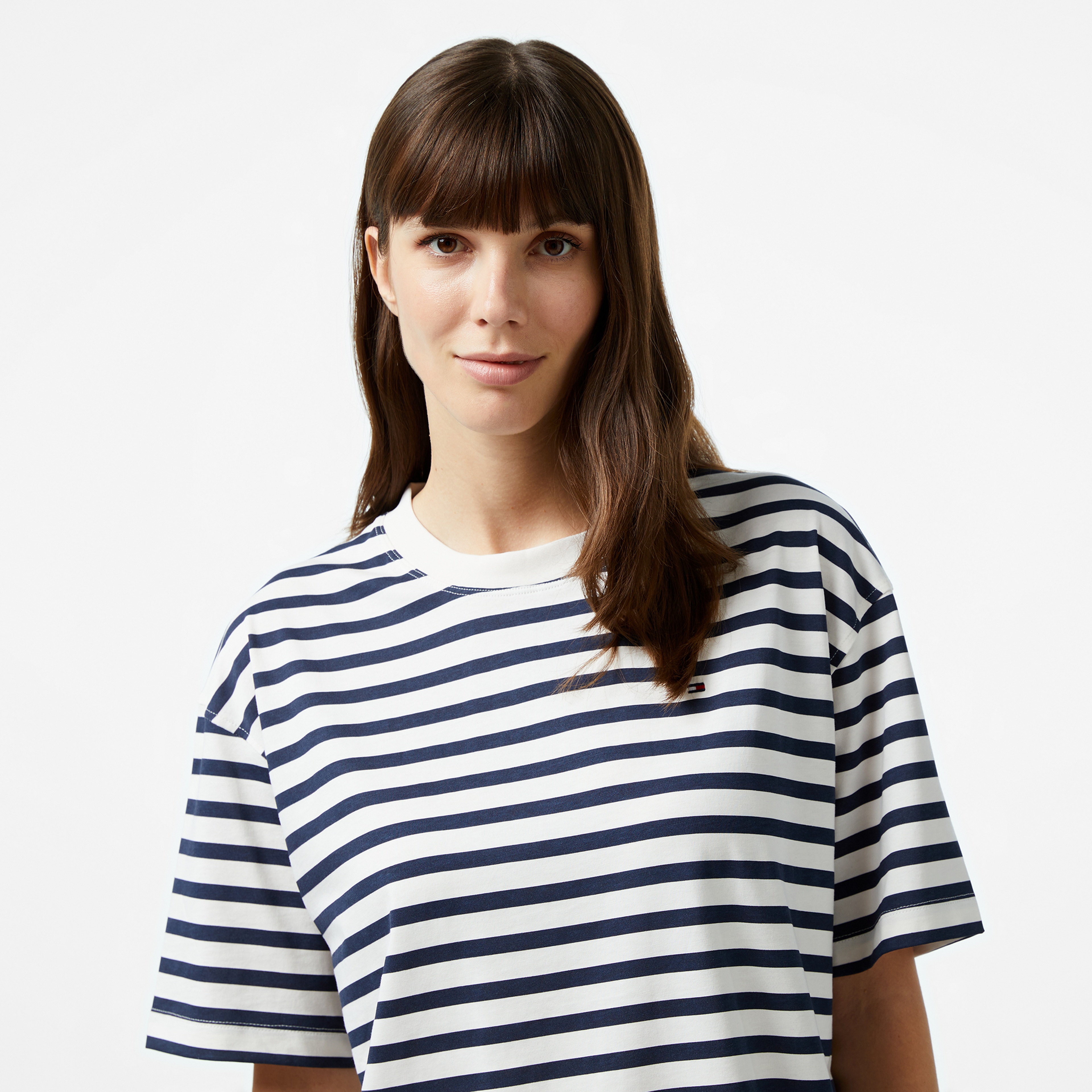 Tommy Hilfiger Modern Stripe Kadın Beyaz T-Shirt