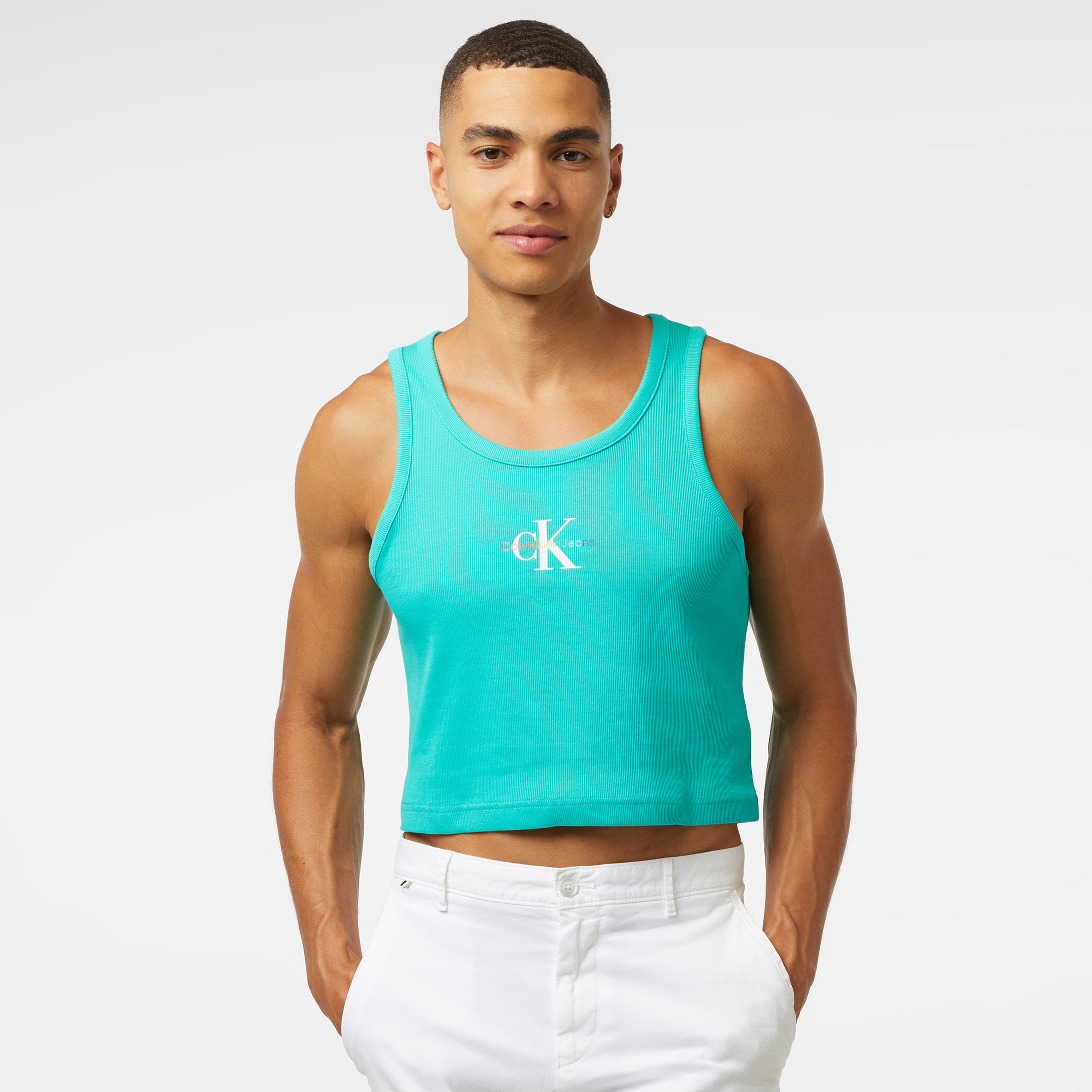 Calvin Klein Monologo Graphic Tank Top Erkek Yeşil T-Shirt