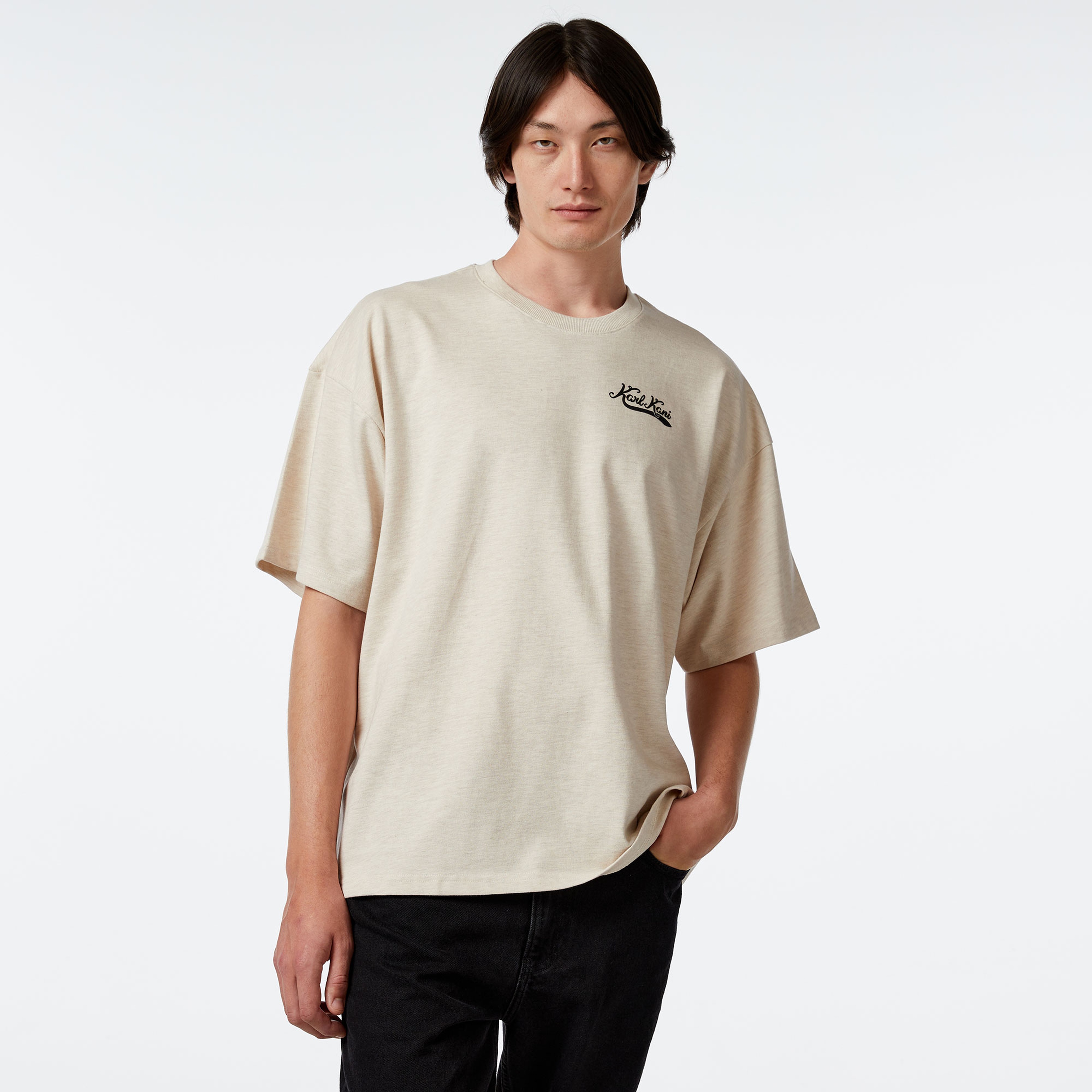 Karl Kani Woven Sign. Heavy Jersey Boxy Diner Erkek Krem Rengi T-Shirt