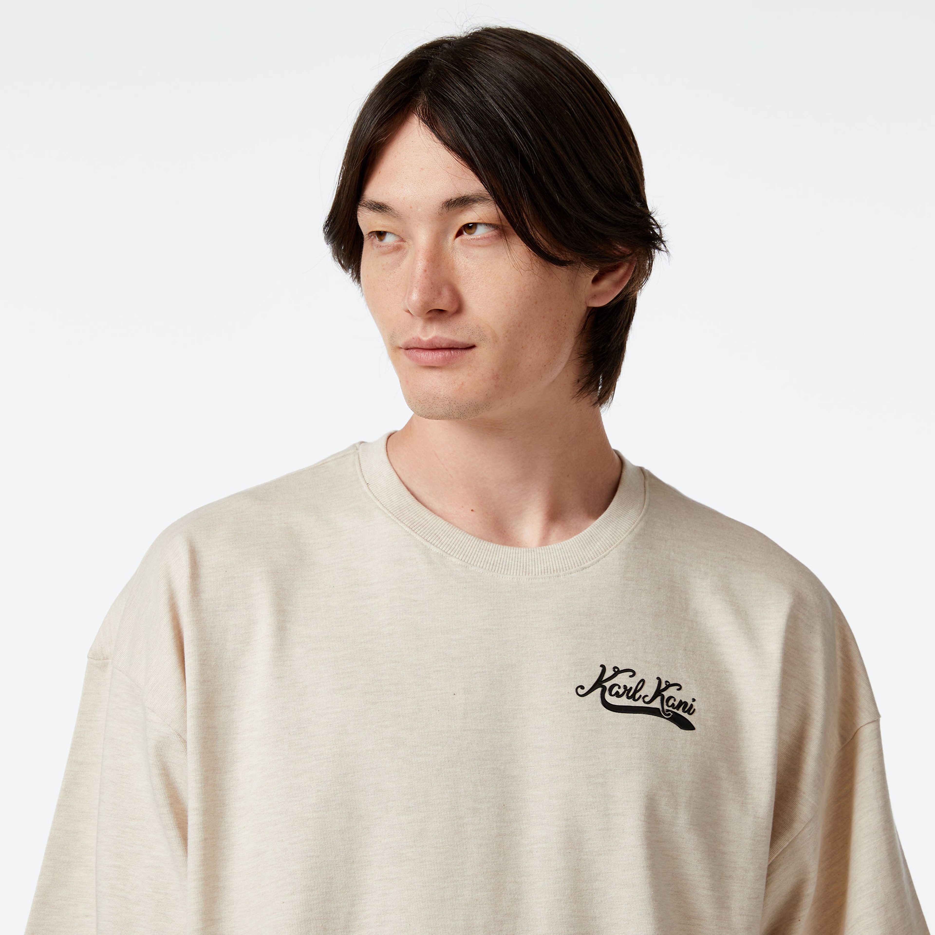 Karl Kani Woven Sign. Heavy Jersey Boxy Diner Erkek Krem Rengi T-Shirt
