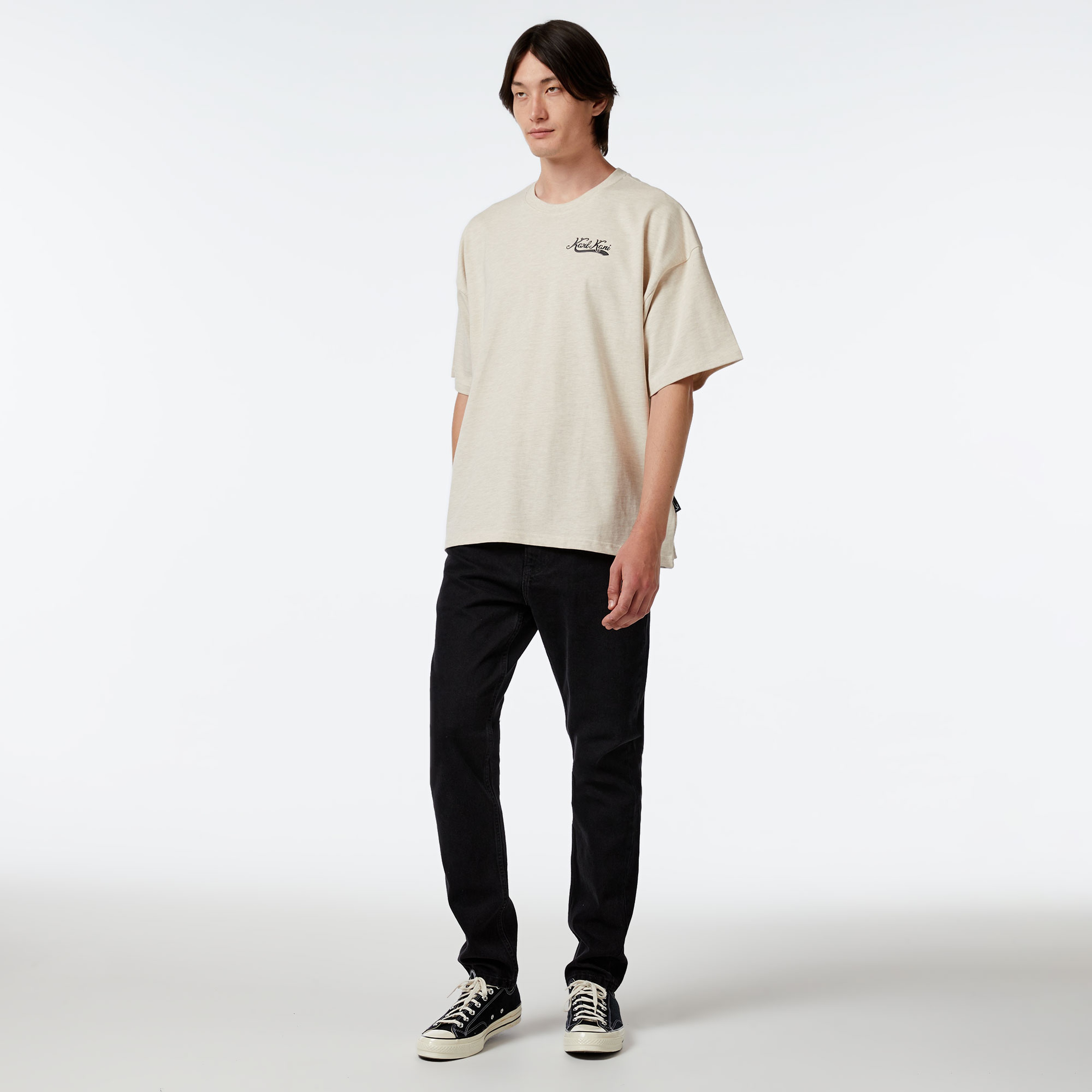 Karl Kani Woven Sign. Heavy Jersey Boxy Diner Erkek Krem Rengi T-Shirt