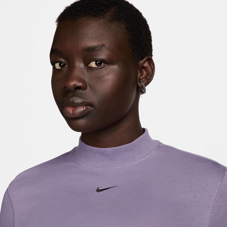 Nike Sportswear Chill Terry Kadın Mor Crop Sweatshirt