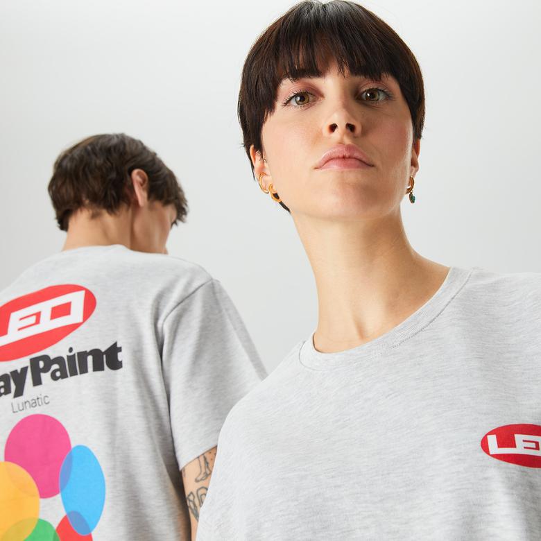 Leo Spray Paint Unisex Gri T-Shirt