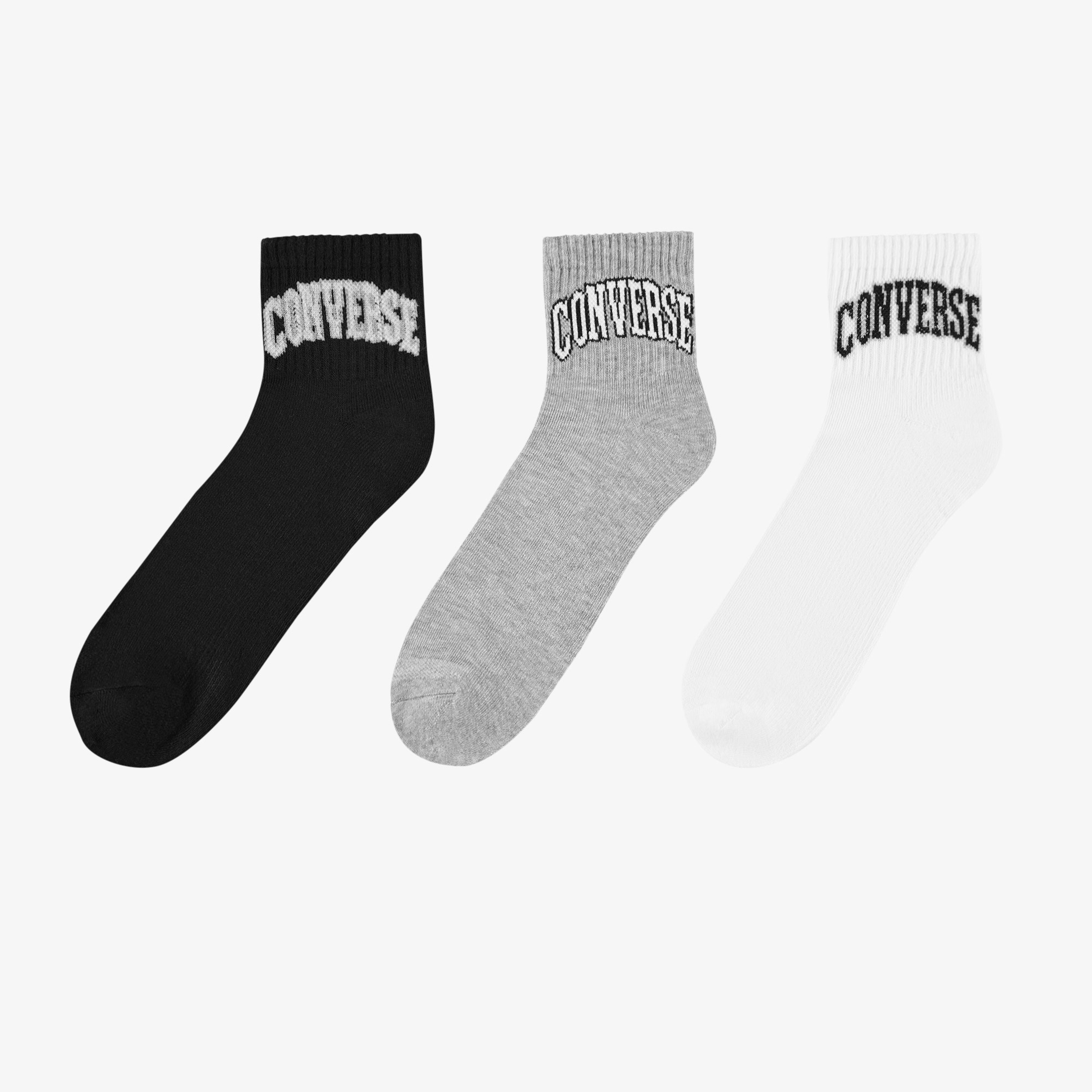 Converse Chuck Taylor Crew 3'lü Erkek Gri/Siyah/Beyaz Çorap