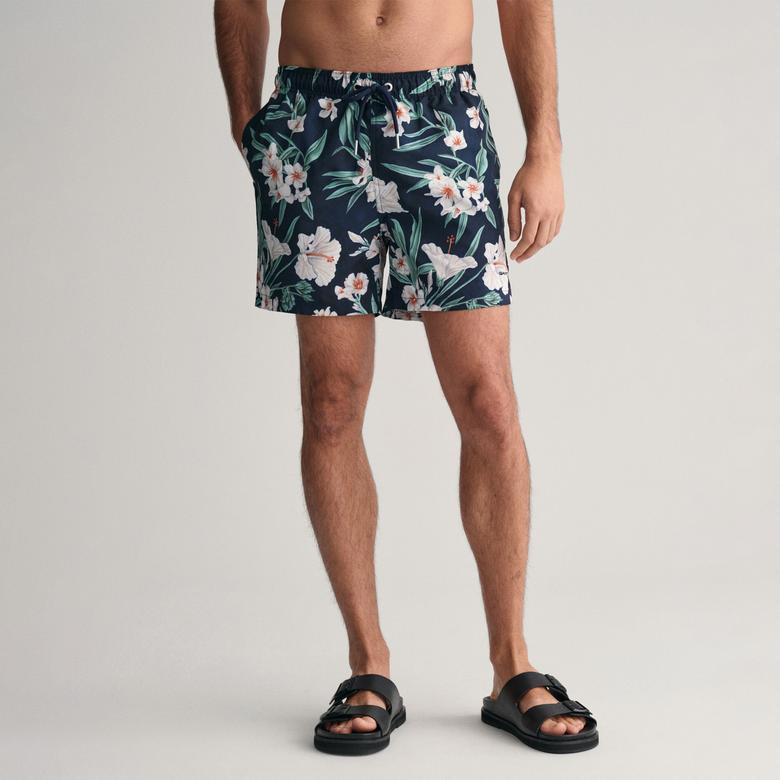 GANT Erkek Lacivert Regular Fit Desenli Mayo Şort