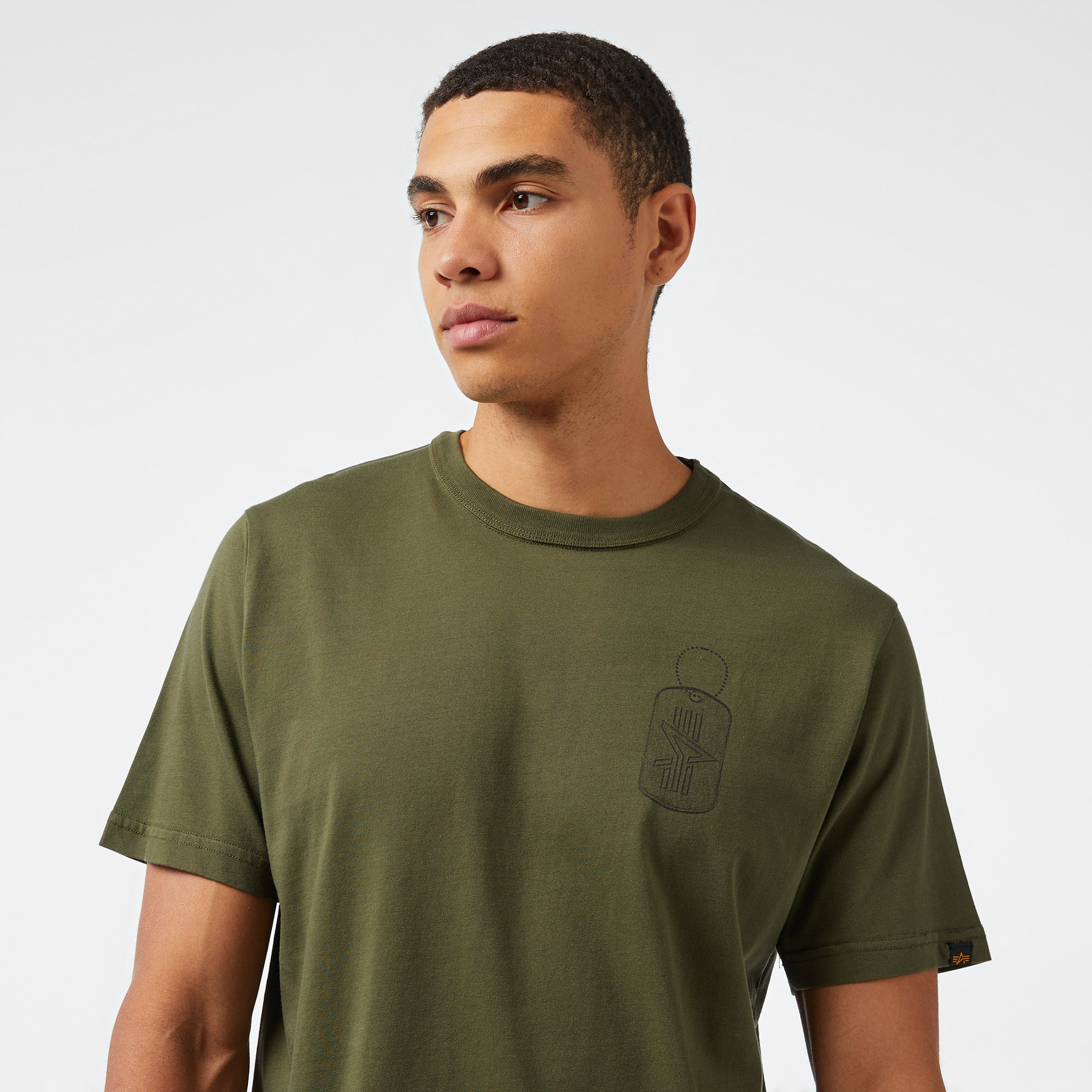 Alpha Industries Alpha Dog Tag Unisex Yeşil T-Shirt