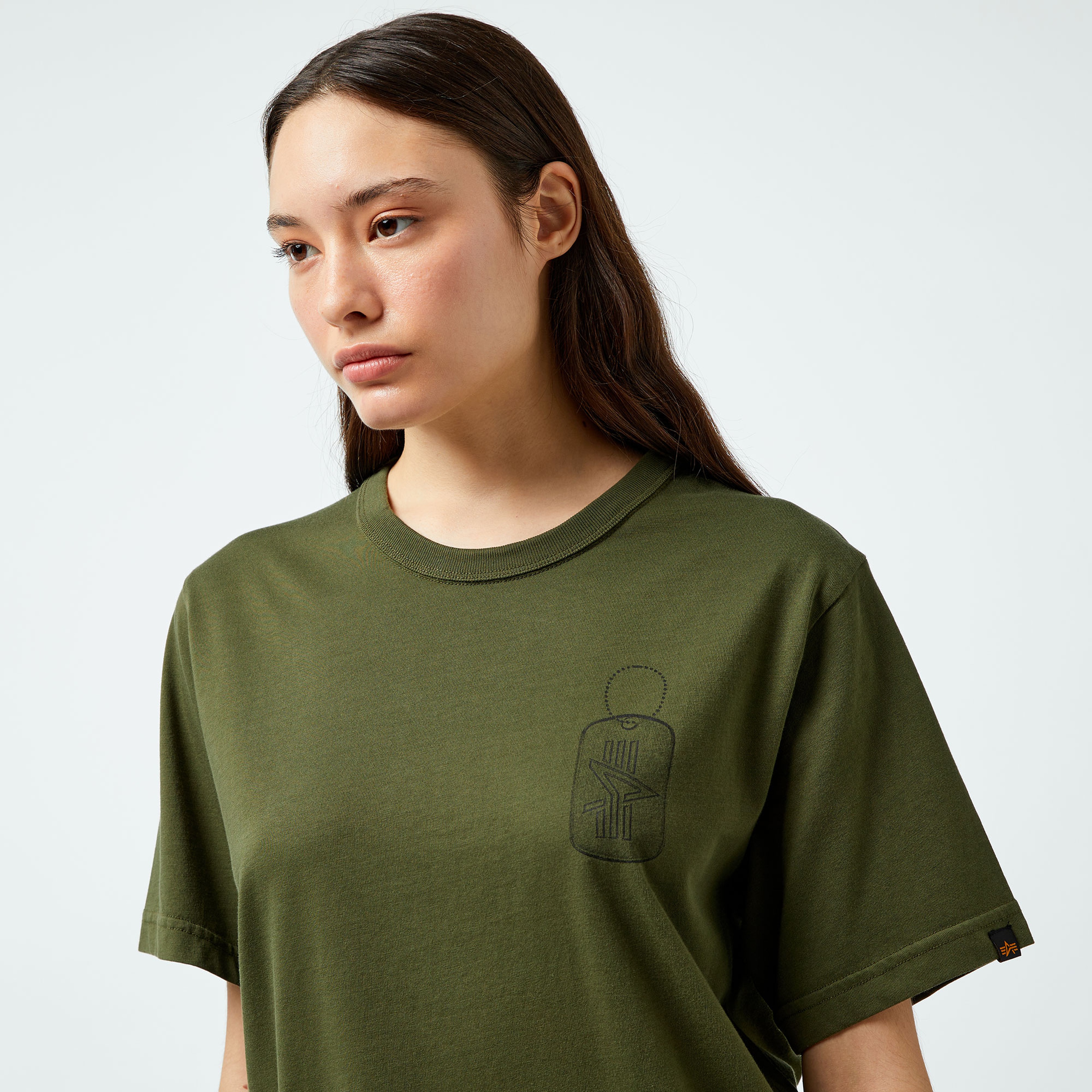 Alpha Industries Alpha Dog Tag Unisex Yeşil T-Shirt