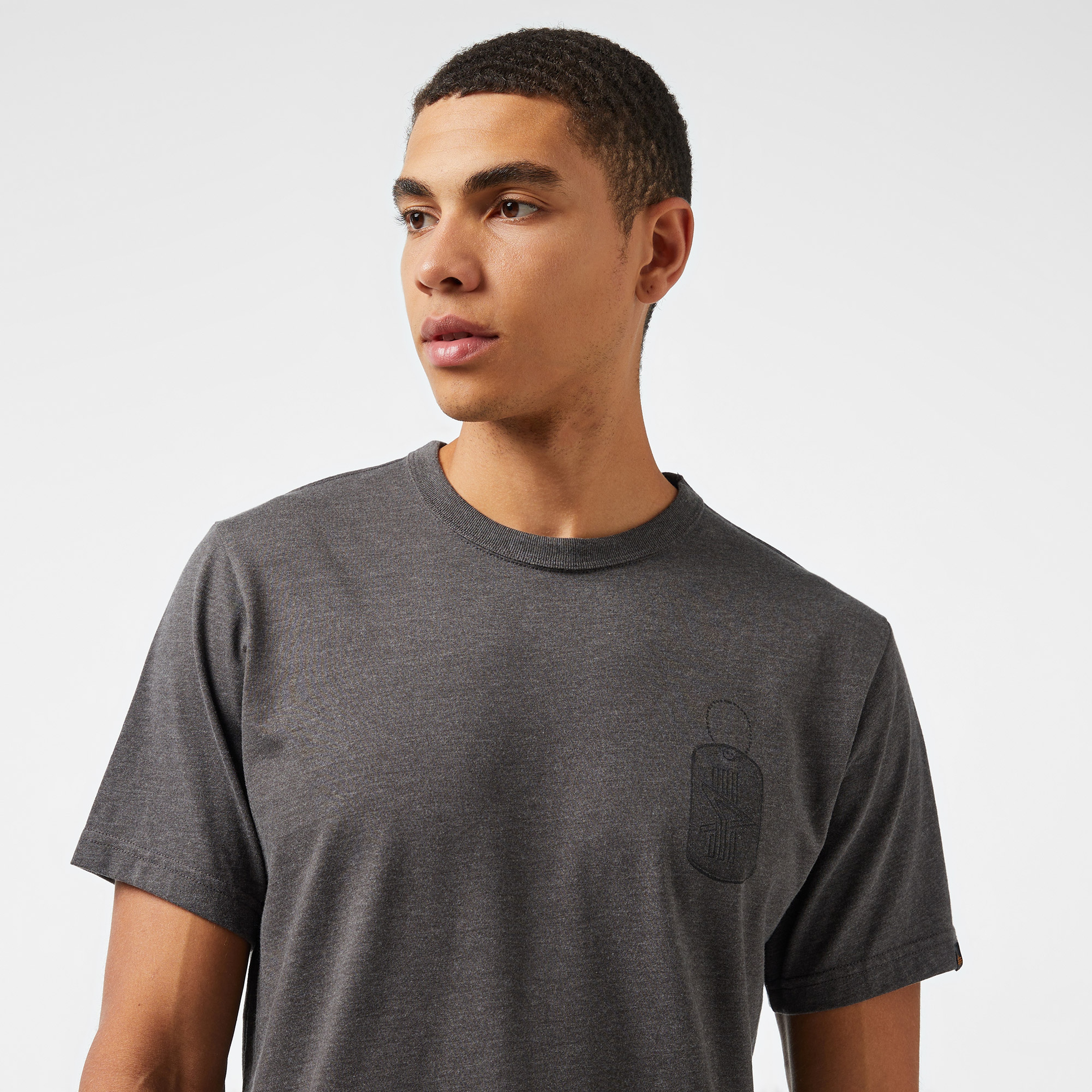 Alpha Industries Alpha Dog Tag Unisex Gri T-Shirt
