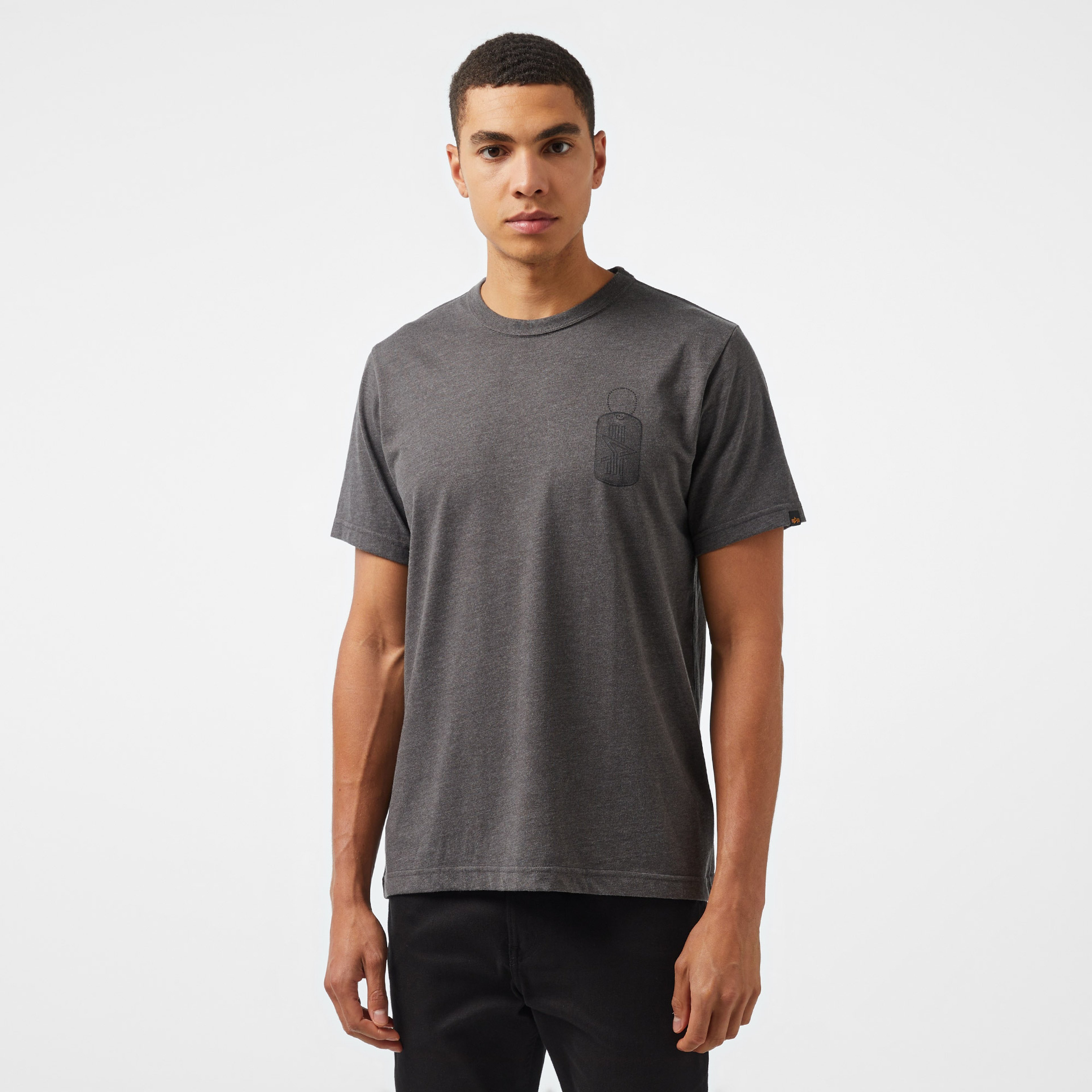 Alpha Industries Alpha Dog Tag Unisex Gri T-Shirt