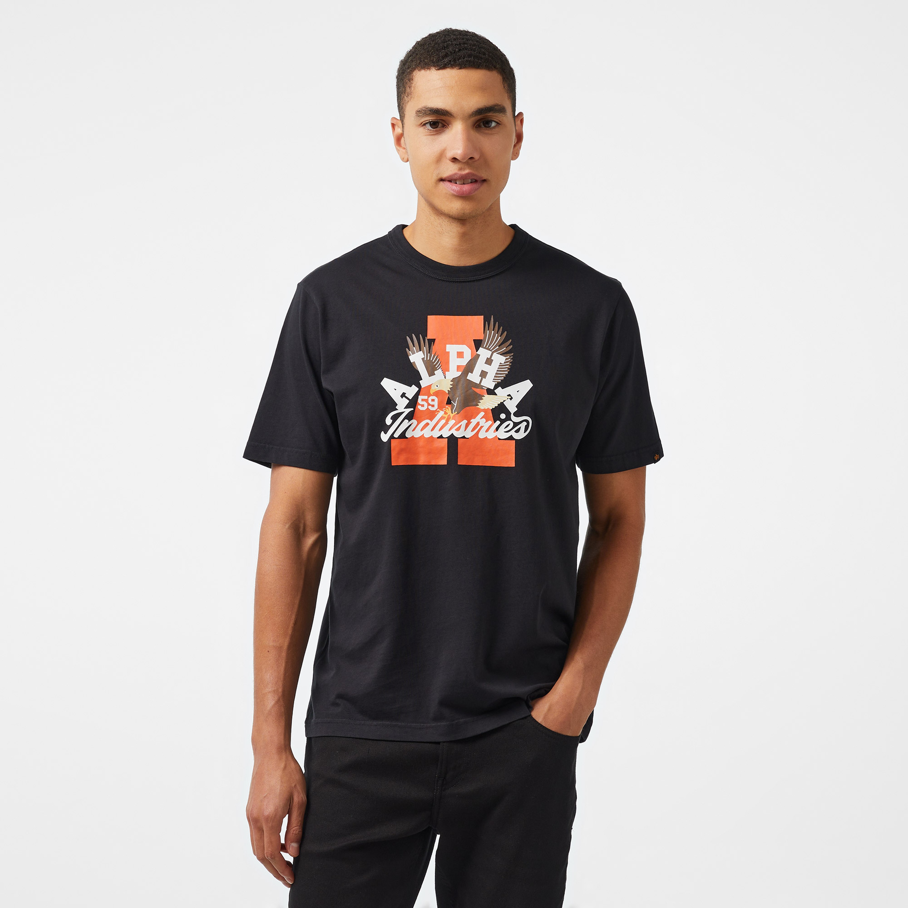 Alpha Industries Alpha Eagle Unisex Siyah T-Shirt