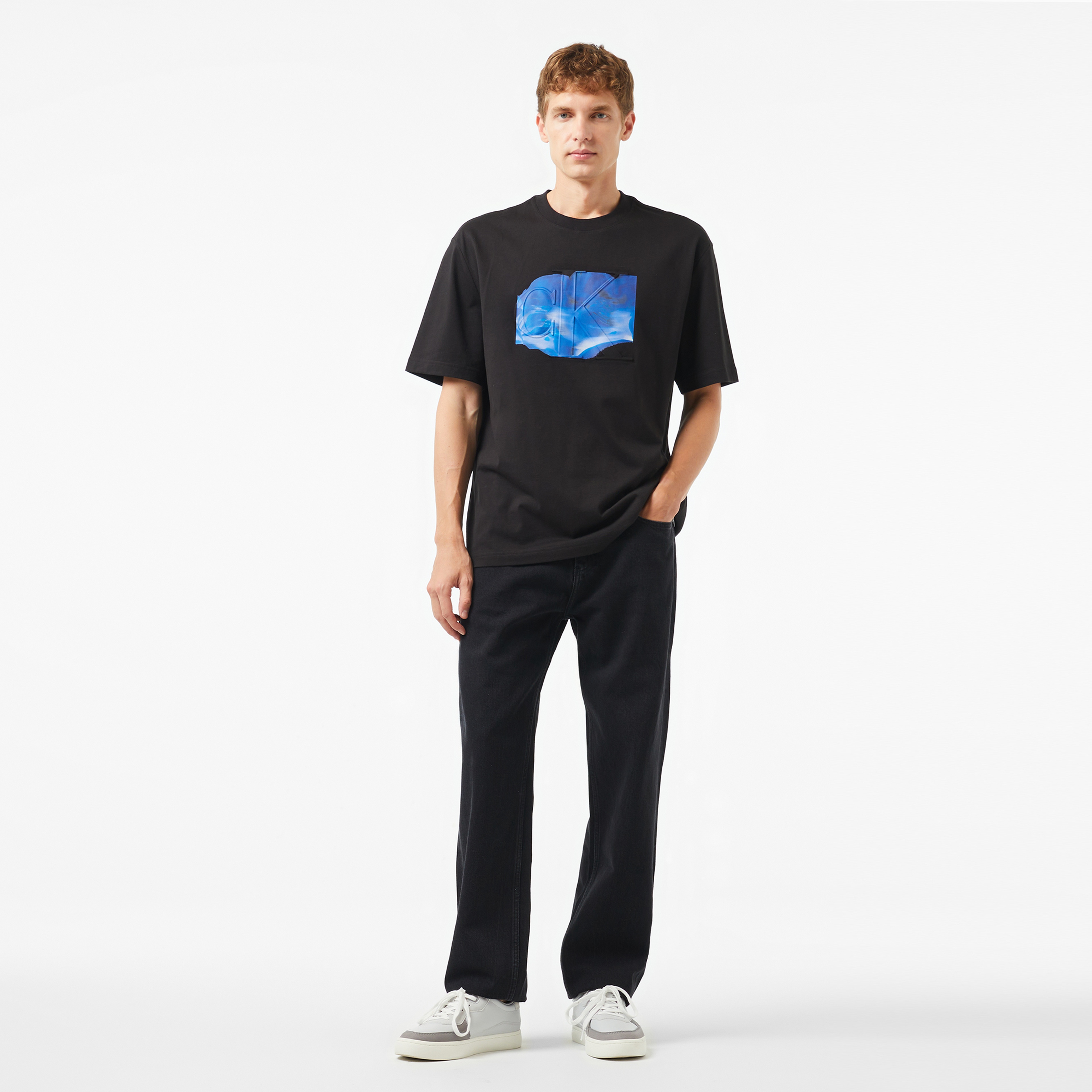 Calvin Klein Jeans Embossed Euphoric Floral Erkek Siyah T-Shirt