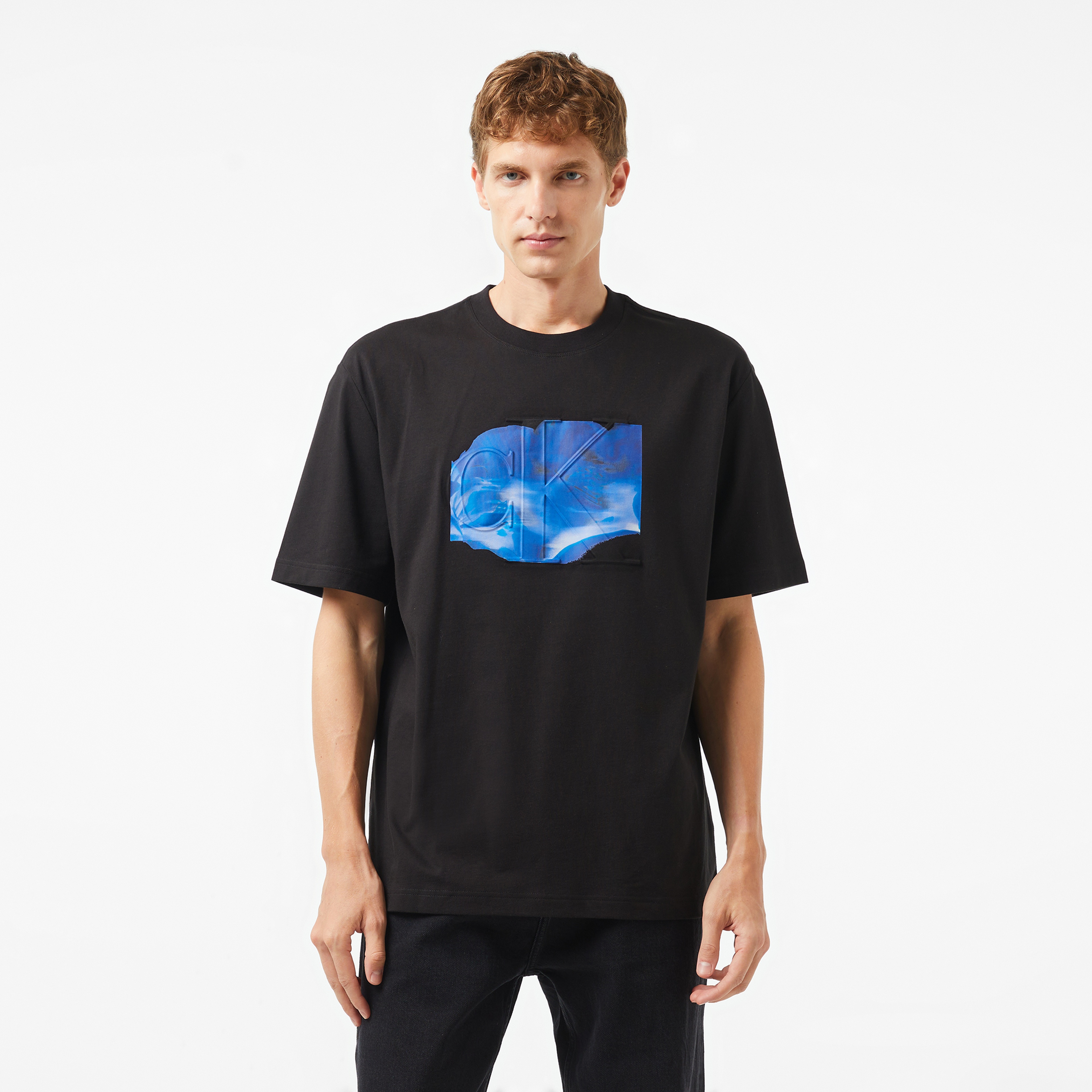 Calvin Klein Jeans Embossed Euphoric Floral Erkek Siyah T-Shirt