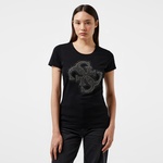 Guess Rn 4Logo Mid Organic Stretch Jersey 180 Kadın Siyah T-Shirt