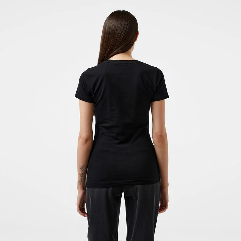 Guess Rn 4Logo Mid Organic Stretch Jersey 180 Kadın Siyah T-Shirt