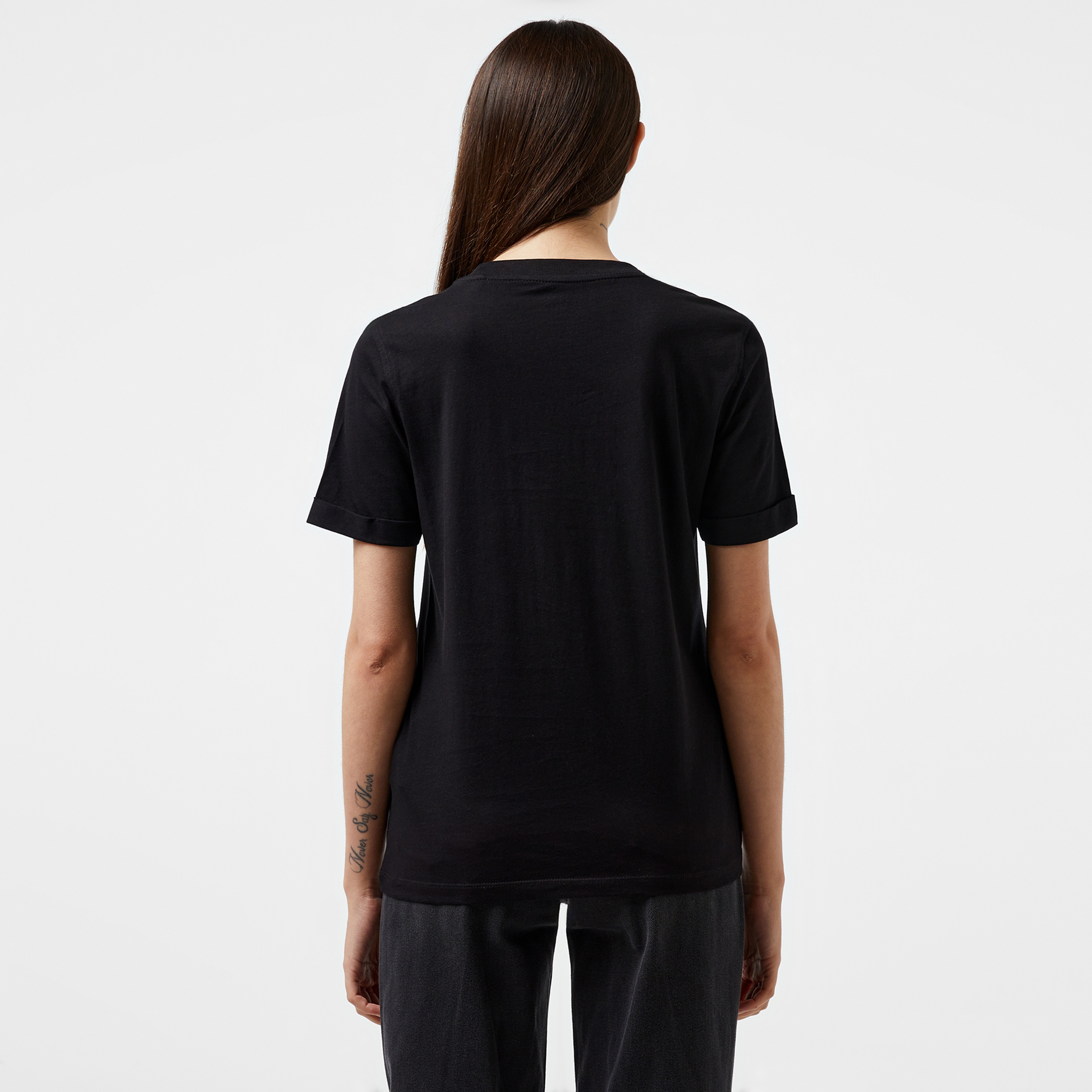 Guess Glittery Logo Mid Organic Coloured Jersey Kadın Siyah T-Shirt