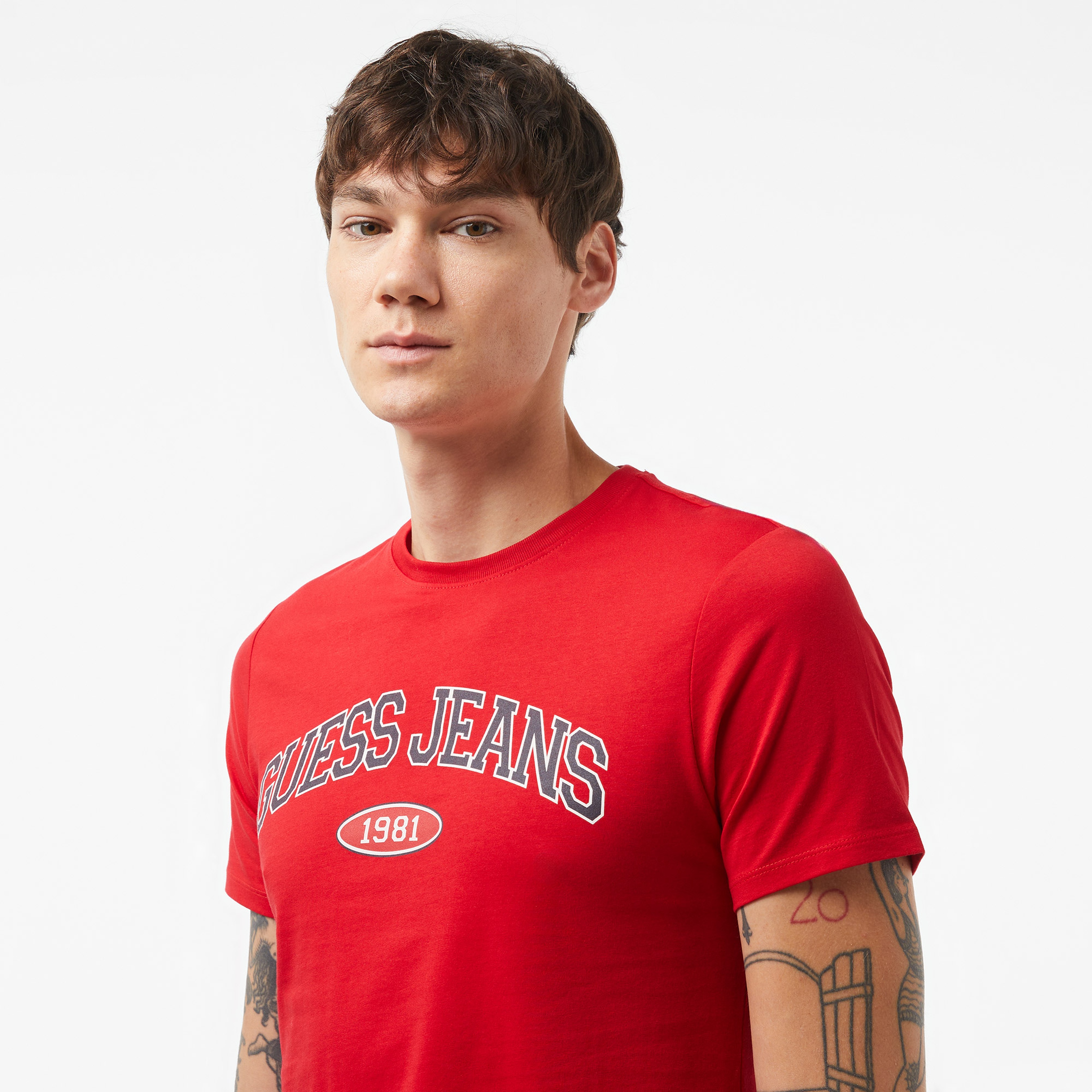 Guess Slim Guess Organic Cotton 160Gsm Erkek Kırmızı T-Shirt