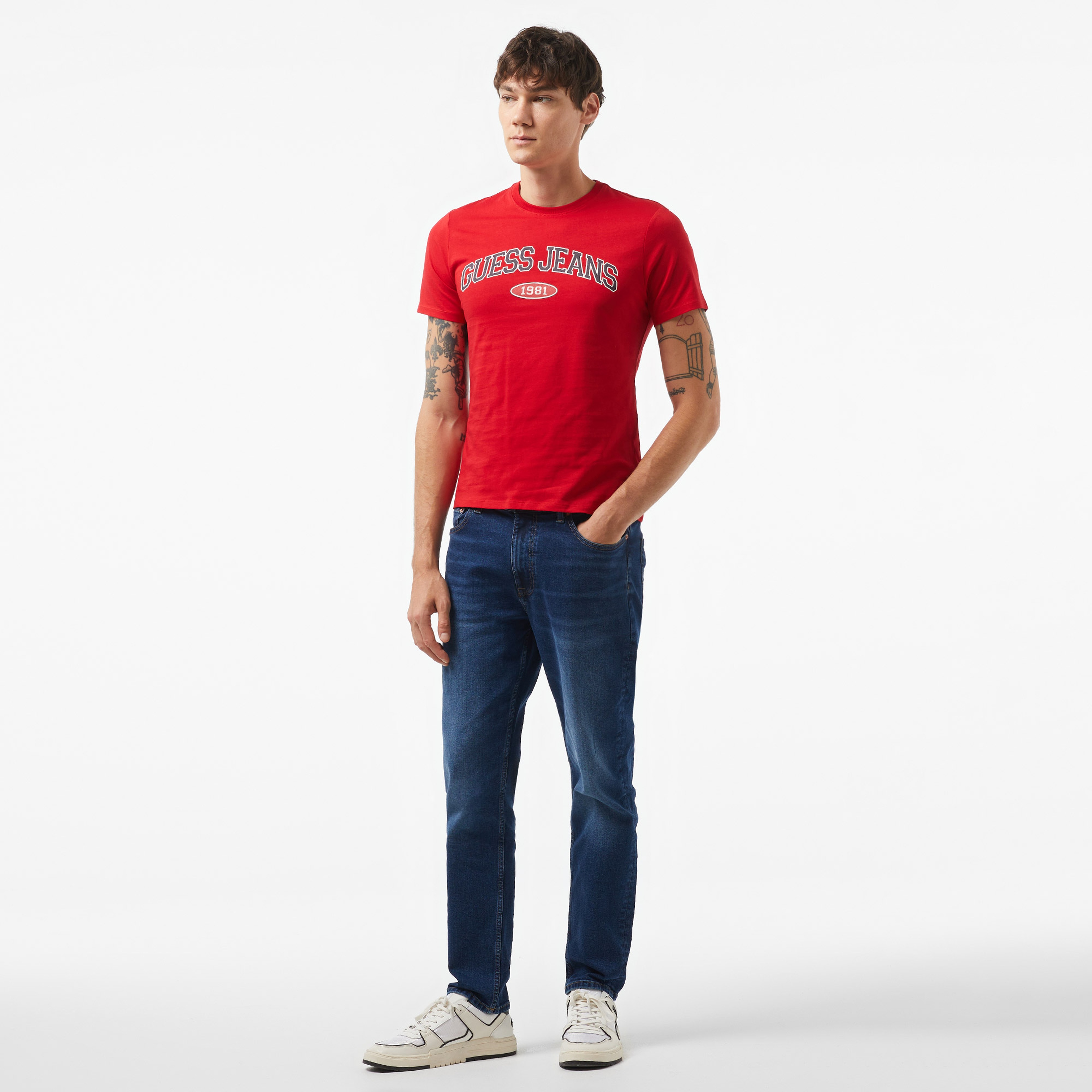 Guess Slim Guess Organic Cotton 160Gsm Erkek Kırmızı T-Shirt