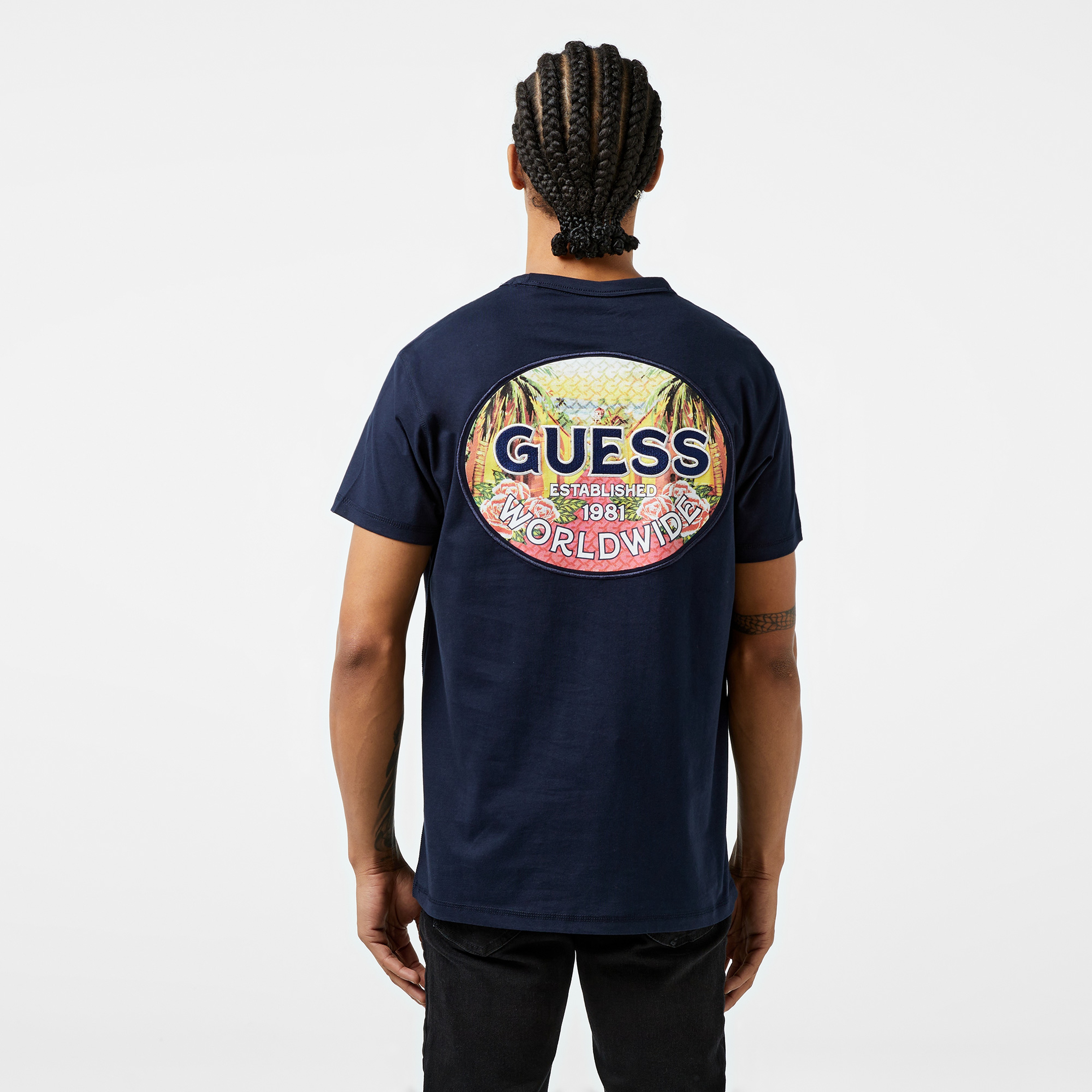 Guess Guess Worldwild Mid Organic Heavy Jersey 205 Erkek Lacivert T-Shirt