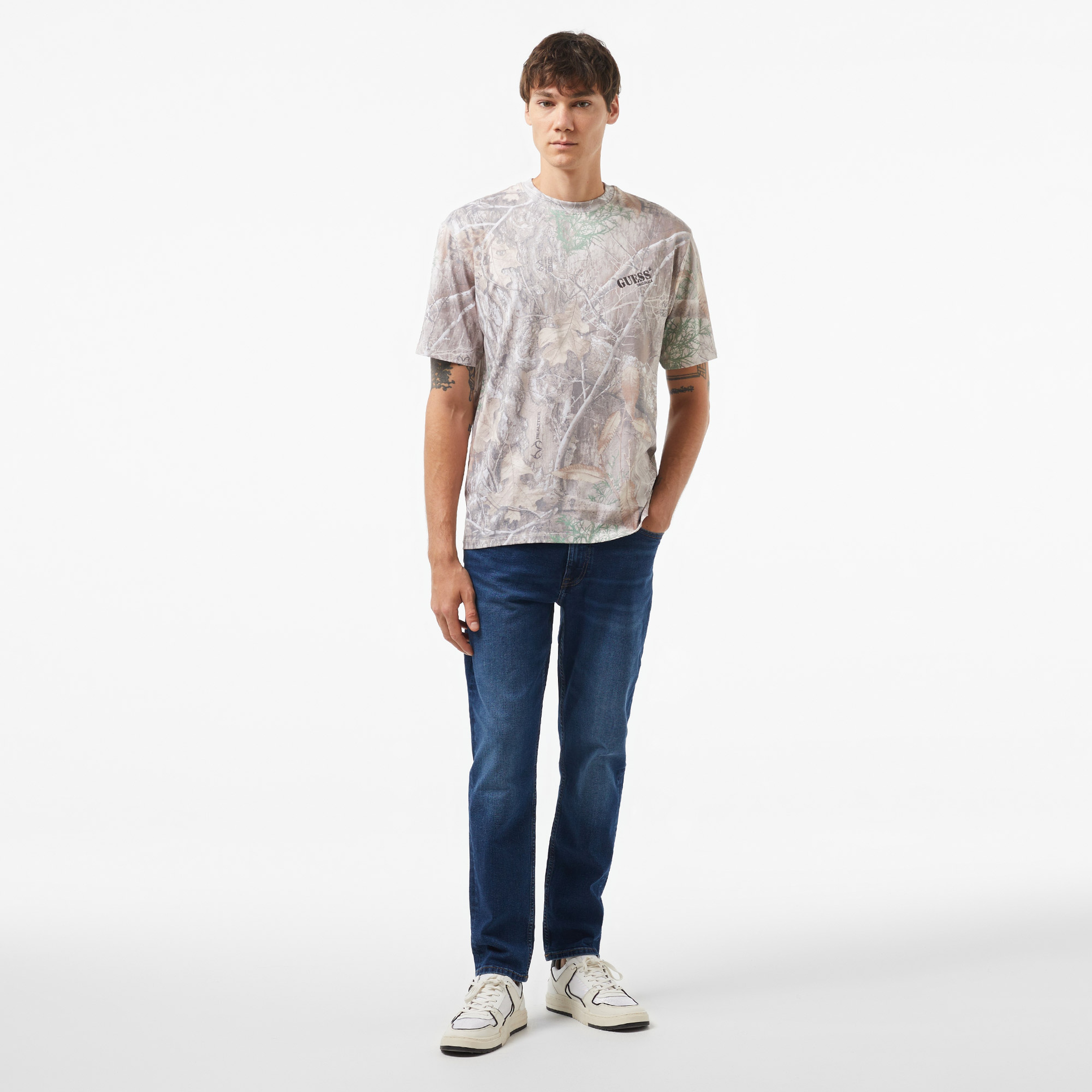 Guess Go Realtree St James Jersey 180 Erkek Mavi T-Shirt