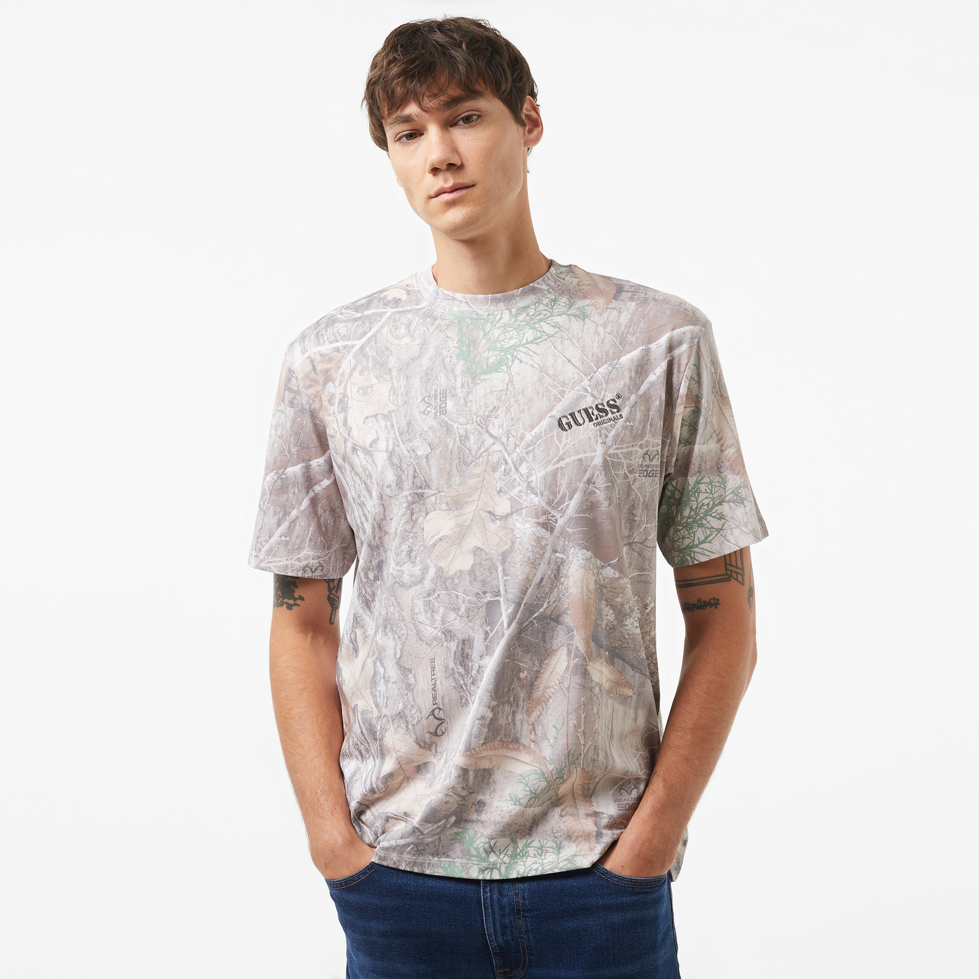 Guess Go Realtree St James Jersey 180 Erkek Mavi T-Shirt