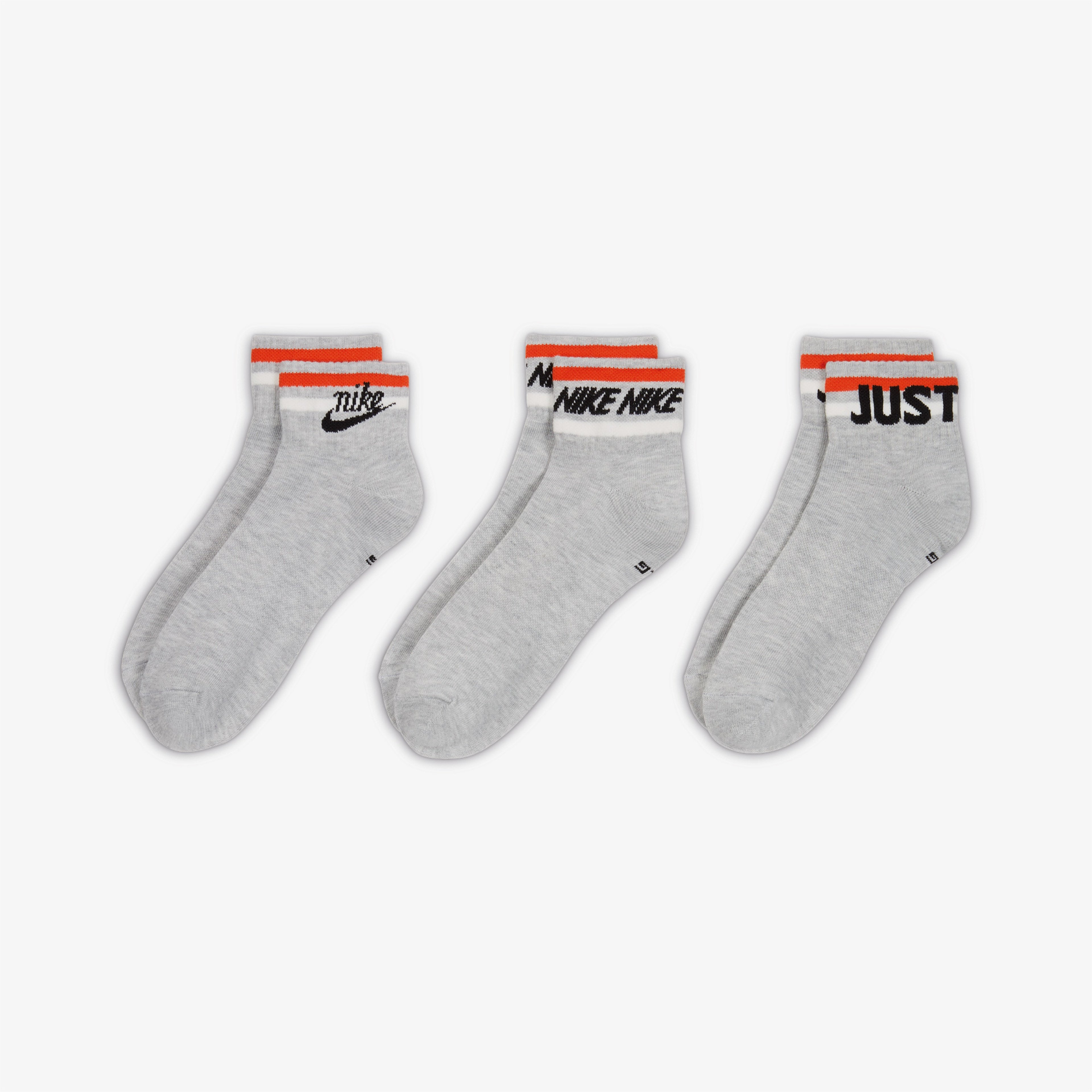Nike Everyday Essential 3'lü Unisex Gri Çorap