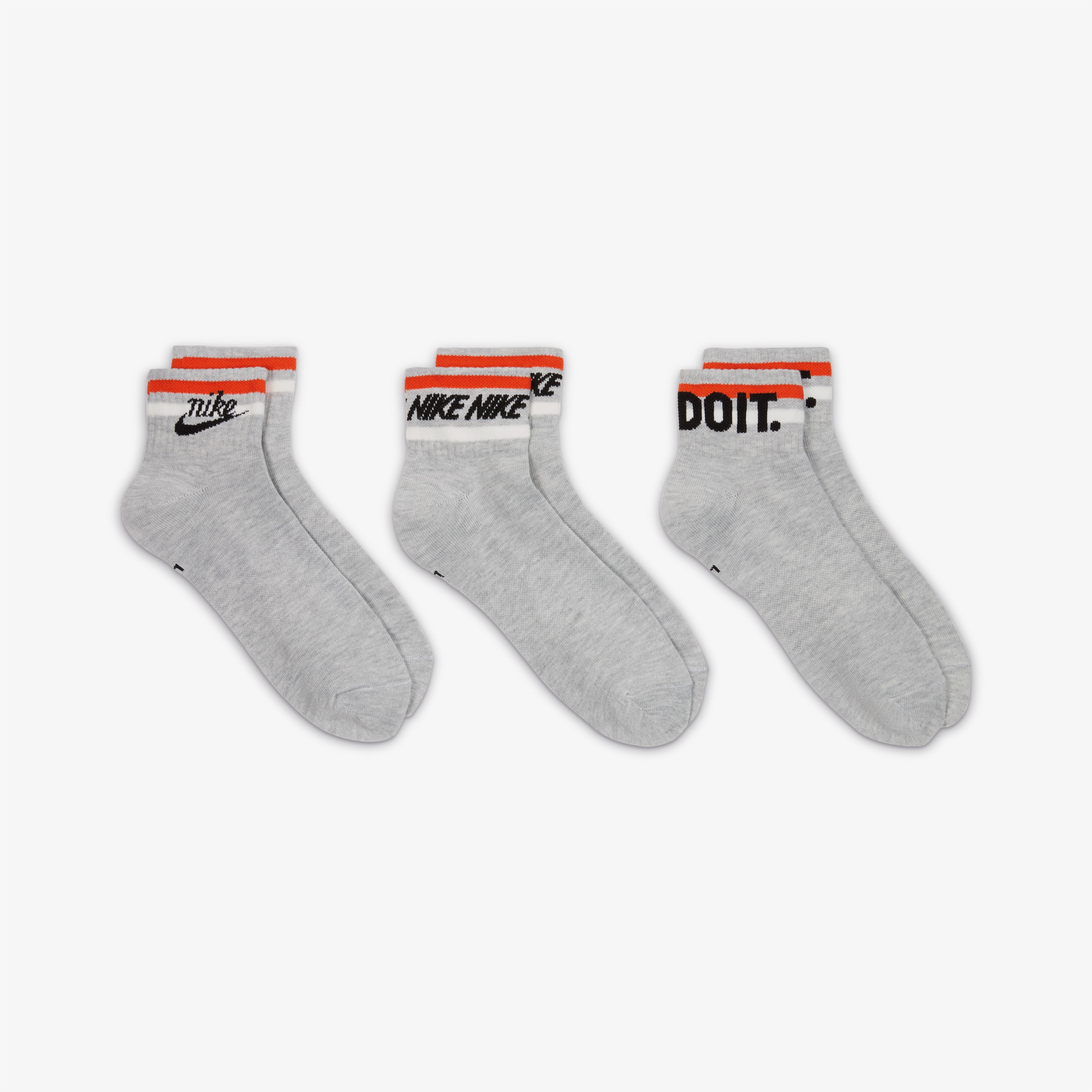 Nike Everyday Essential 3'lü Unisex Gri Çorap