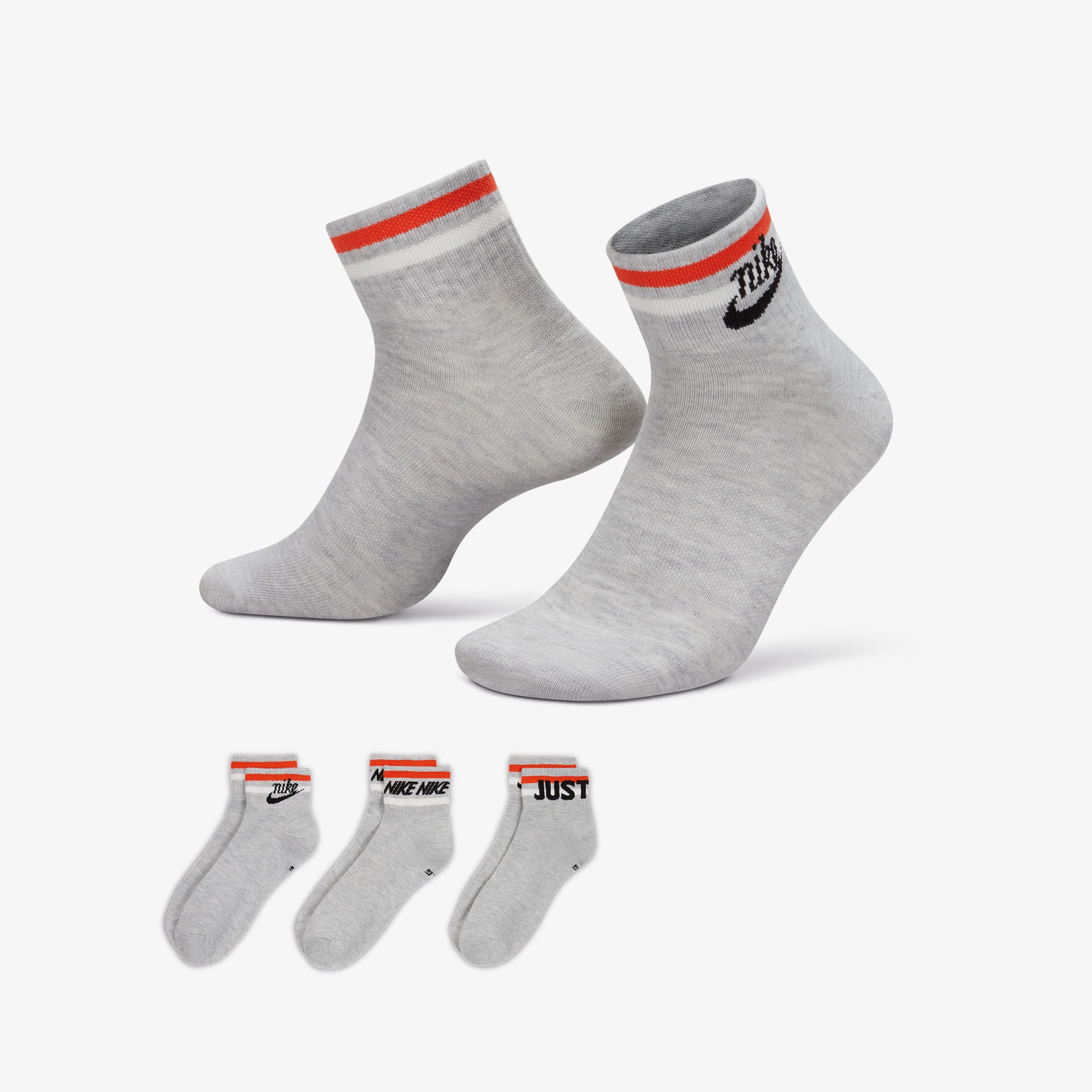 Nike Everyday Essential 3'lü Unisex Gri Çorap