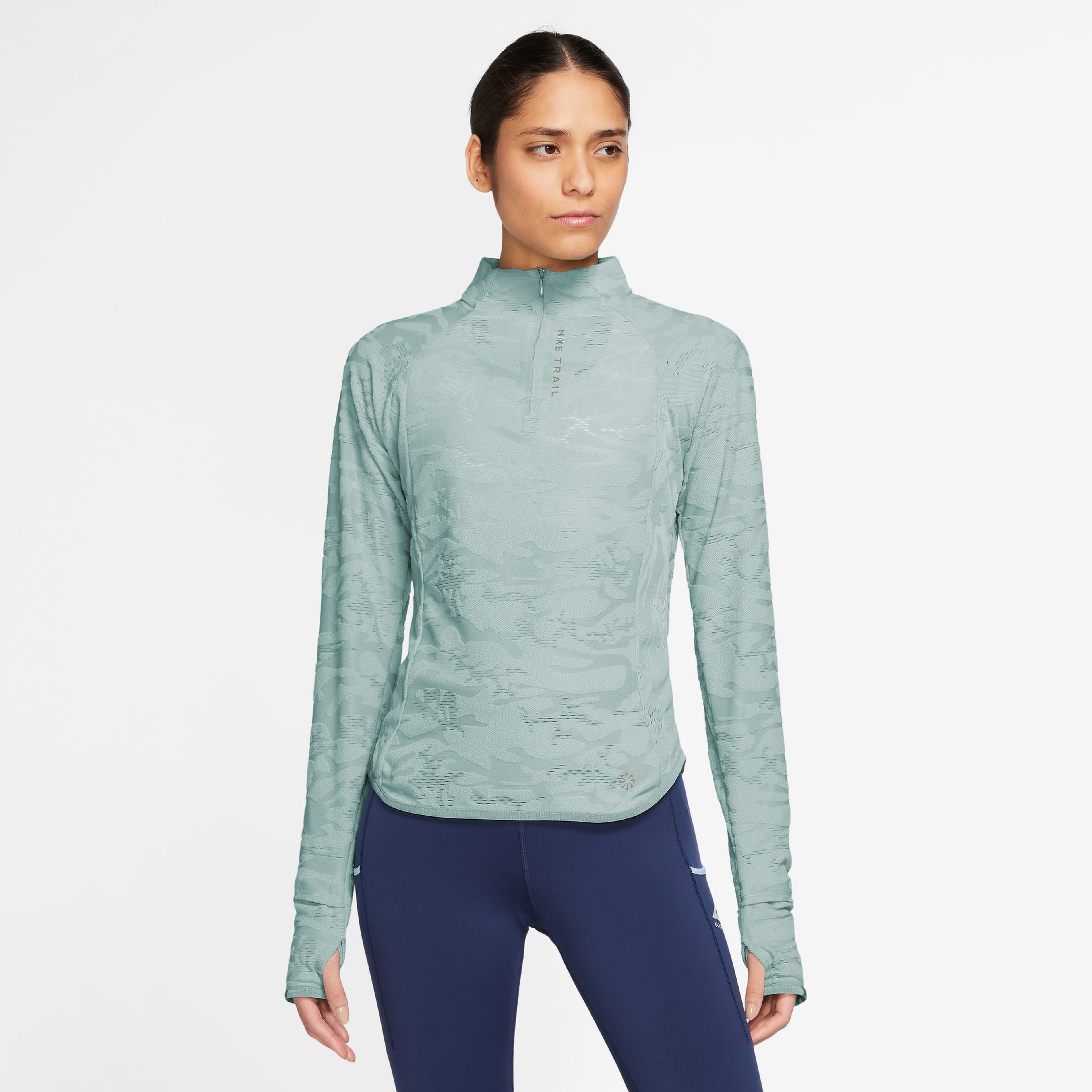 Nike Trail Dri-FIT Midlayer Kadın Yeşil Uzun Kollu T-Shirt