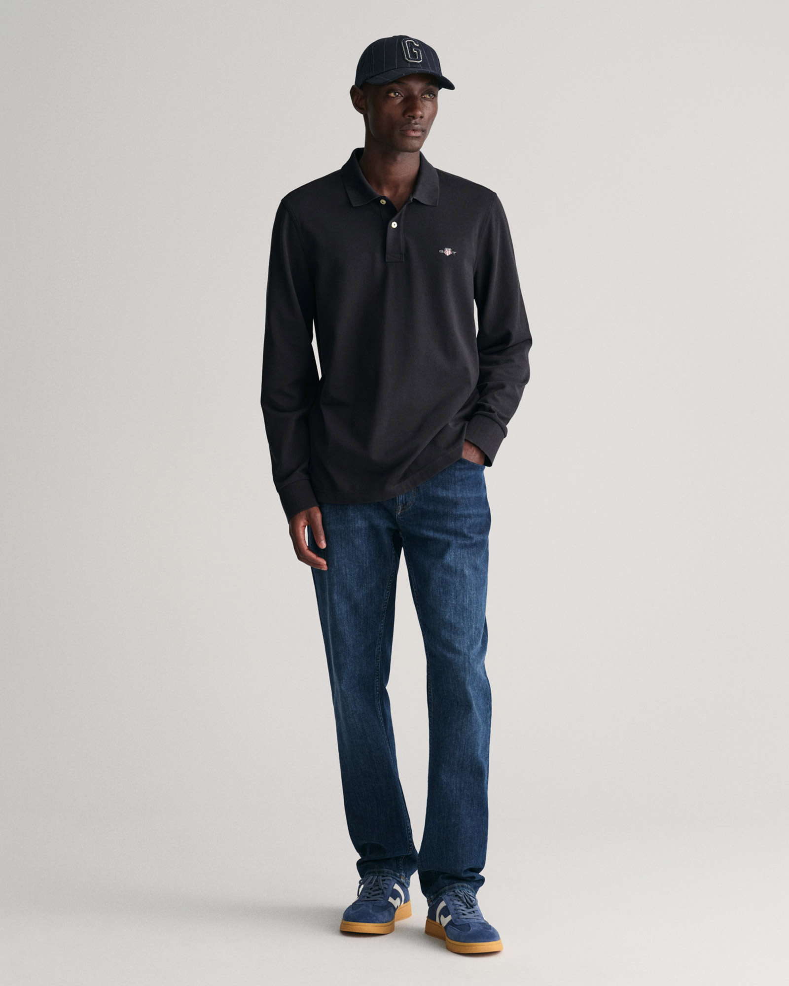 GANT Erkek Siyah Regular Fit Uzun Kollu Polo