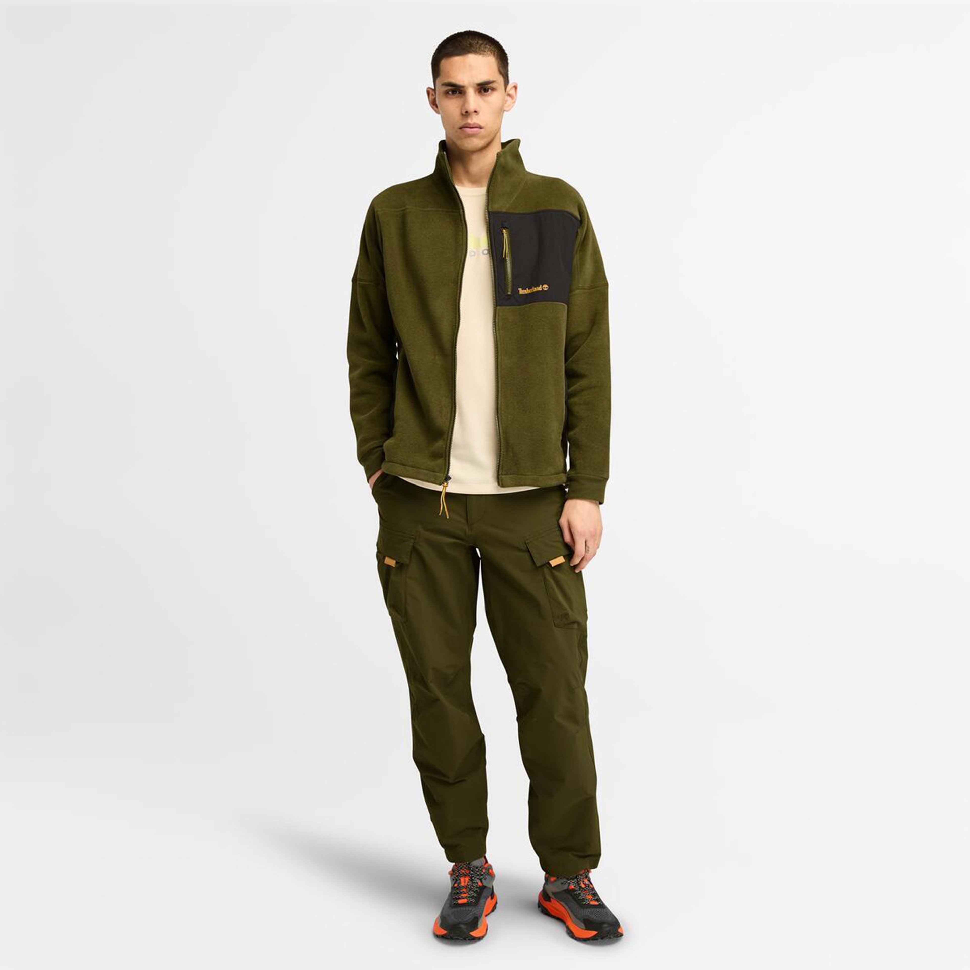 Timberland Polartec Mix Media Full Zip Fleece Erkek Yeşil Ceket