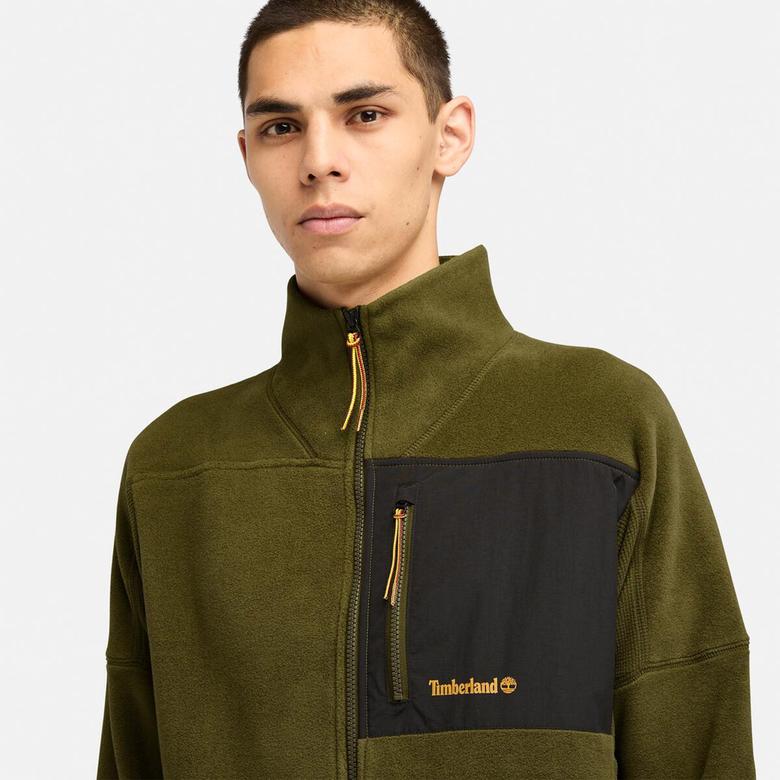 Timberland Polartec Mix Media Full Zip Fleece Erkek Yeşil Ceket