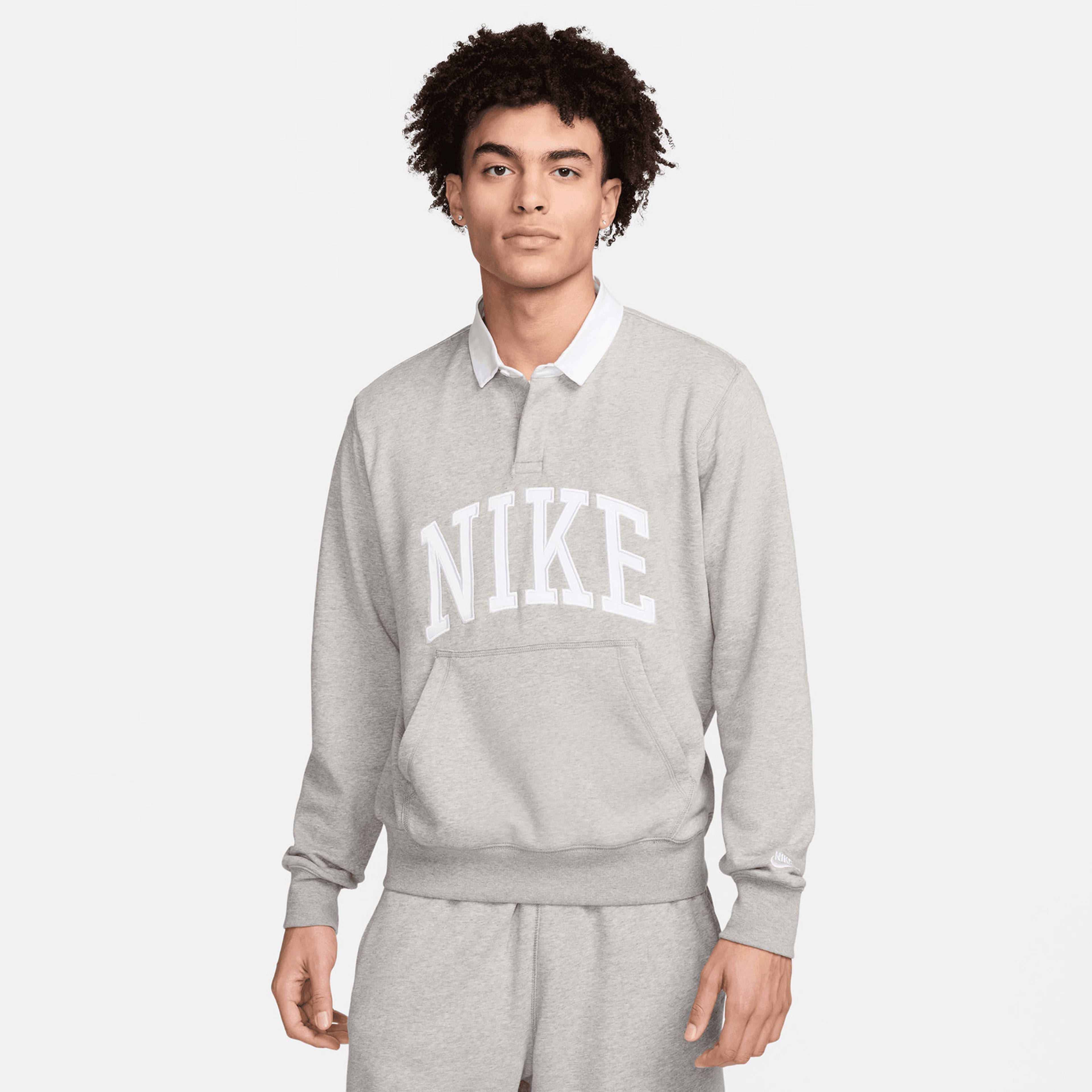 Nike Club Fleece Uzun Kollu Erkek Gri Polo