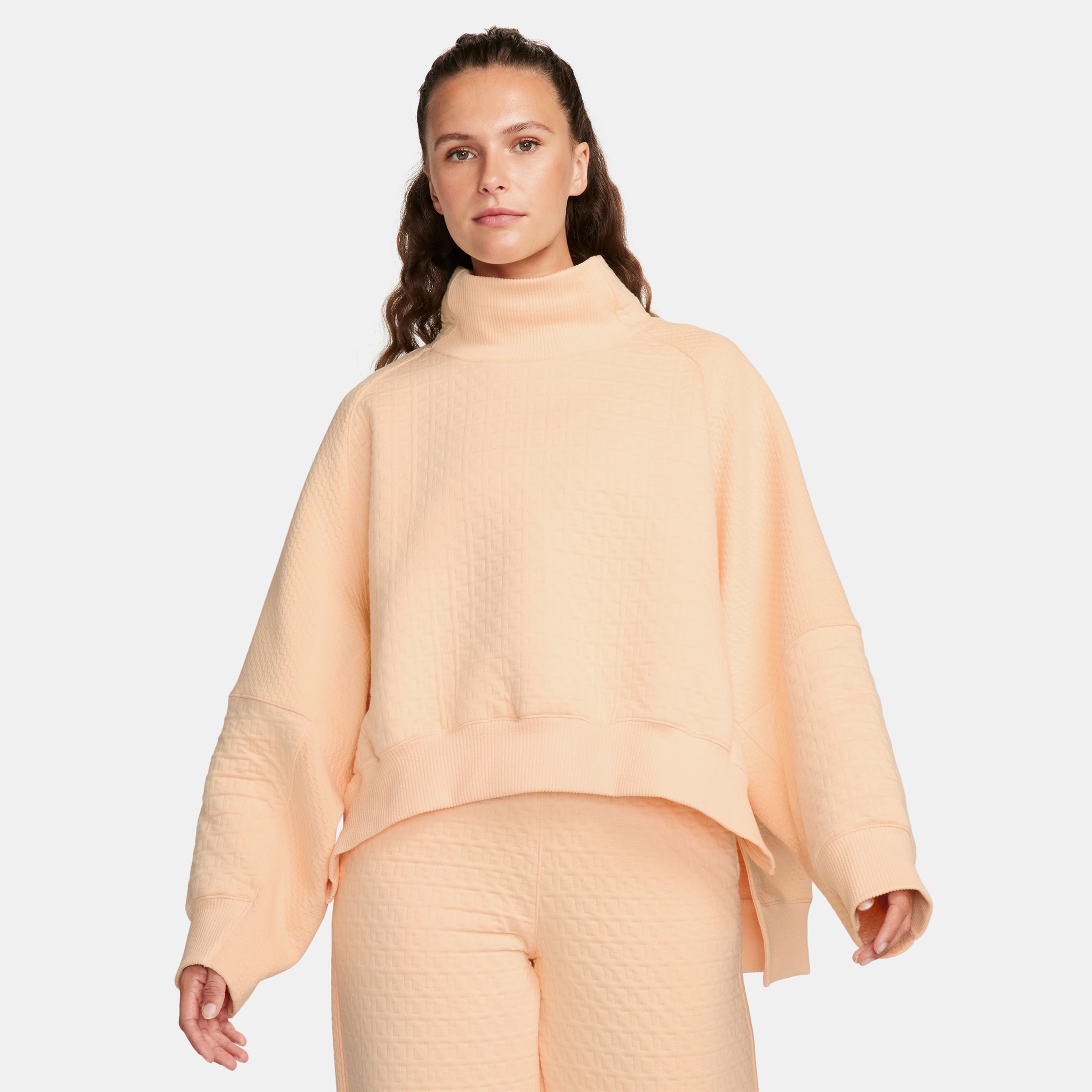 Nike Yoga Therma-FIT Fleece Kadın Turuncu Uzun Kollu T-Shirt