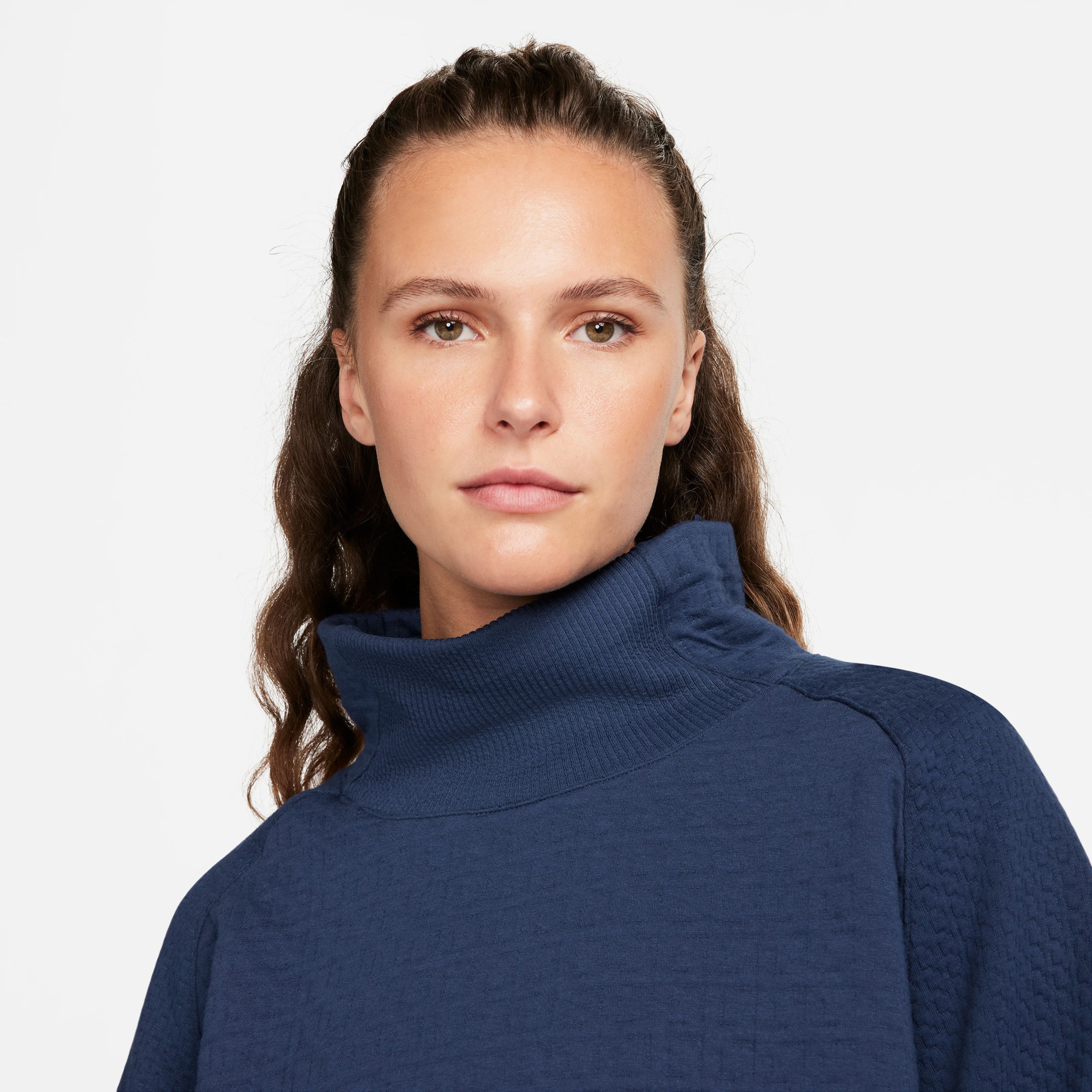 Nike Yoga Therma-FIT Fleece Kadın Lacivert Uzun Kollu T-Shirt