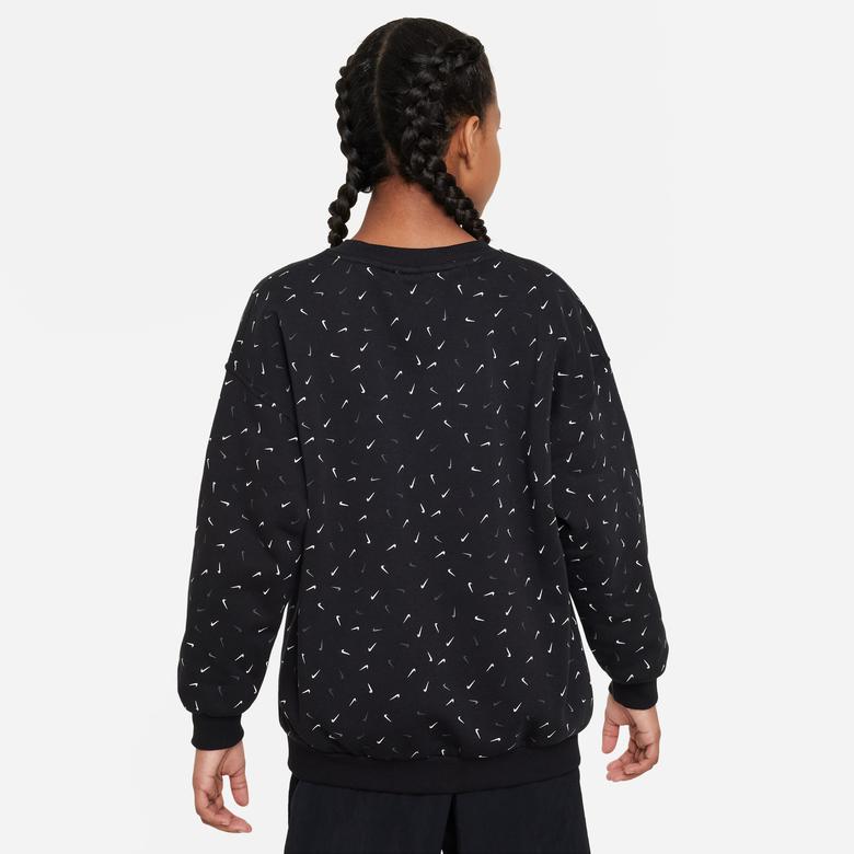 Nike Sportswear Club Fleece Oversize Çocuk Siyah Uzun Kollu T-Shirt