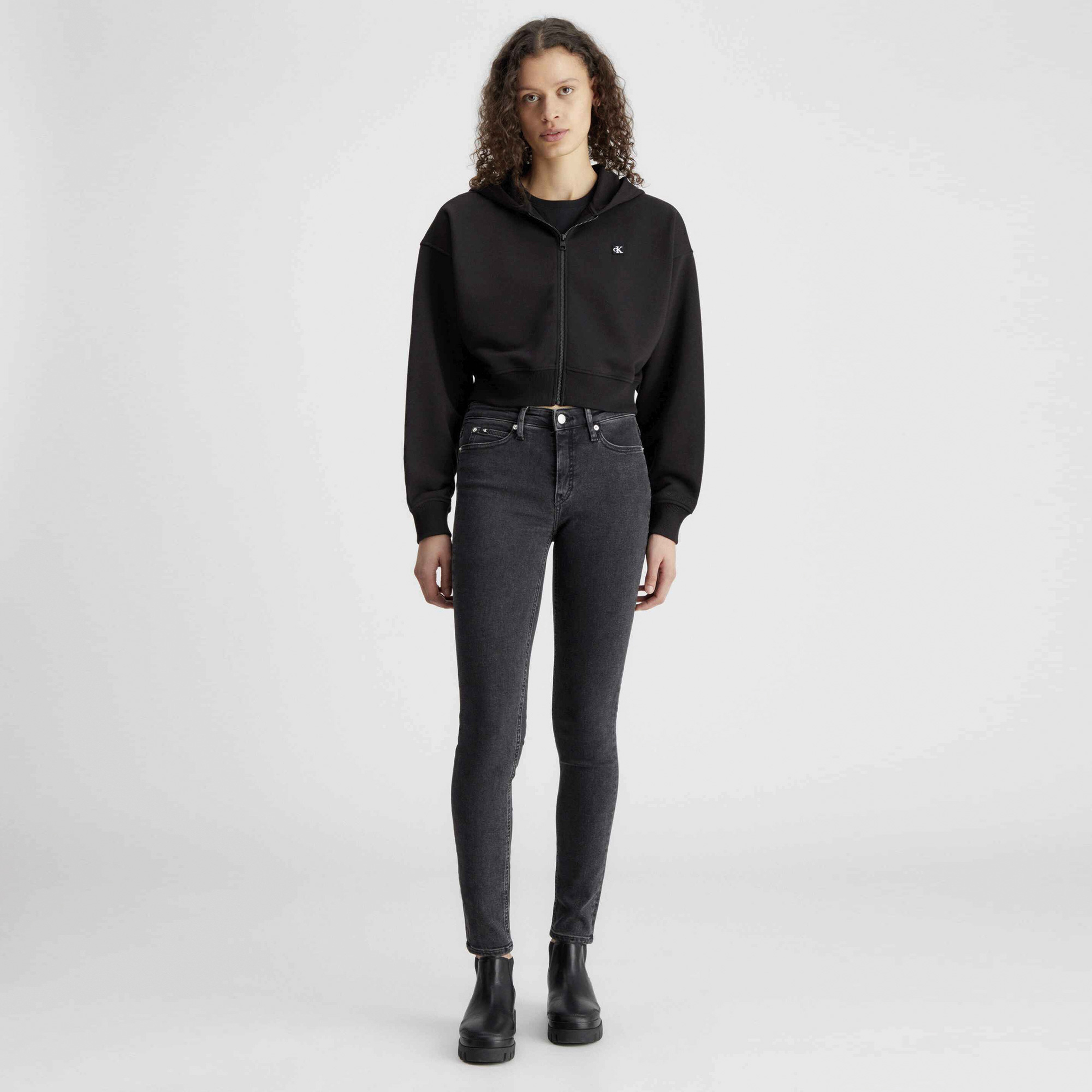 Calvin Klein Jeans Badge Kadın Siyah Eşofman Üstü