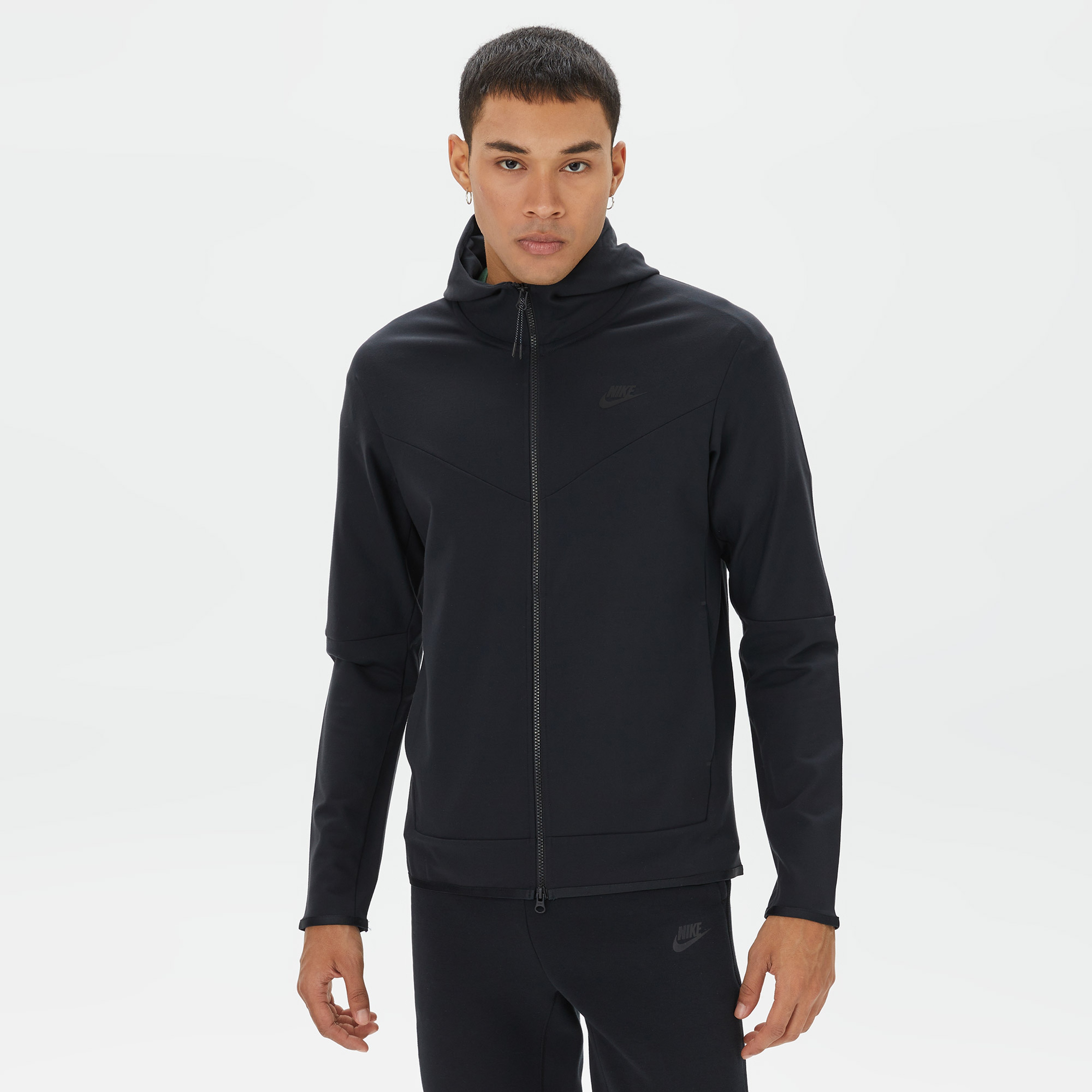 Nike Tech Full Zip Lightweight Erkek Siyah Sweatshirt