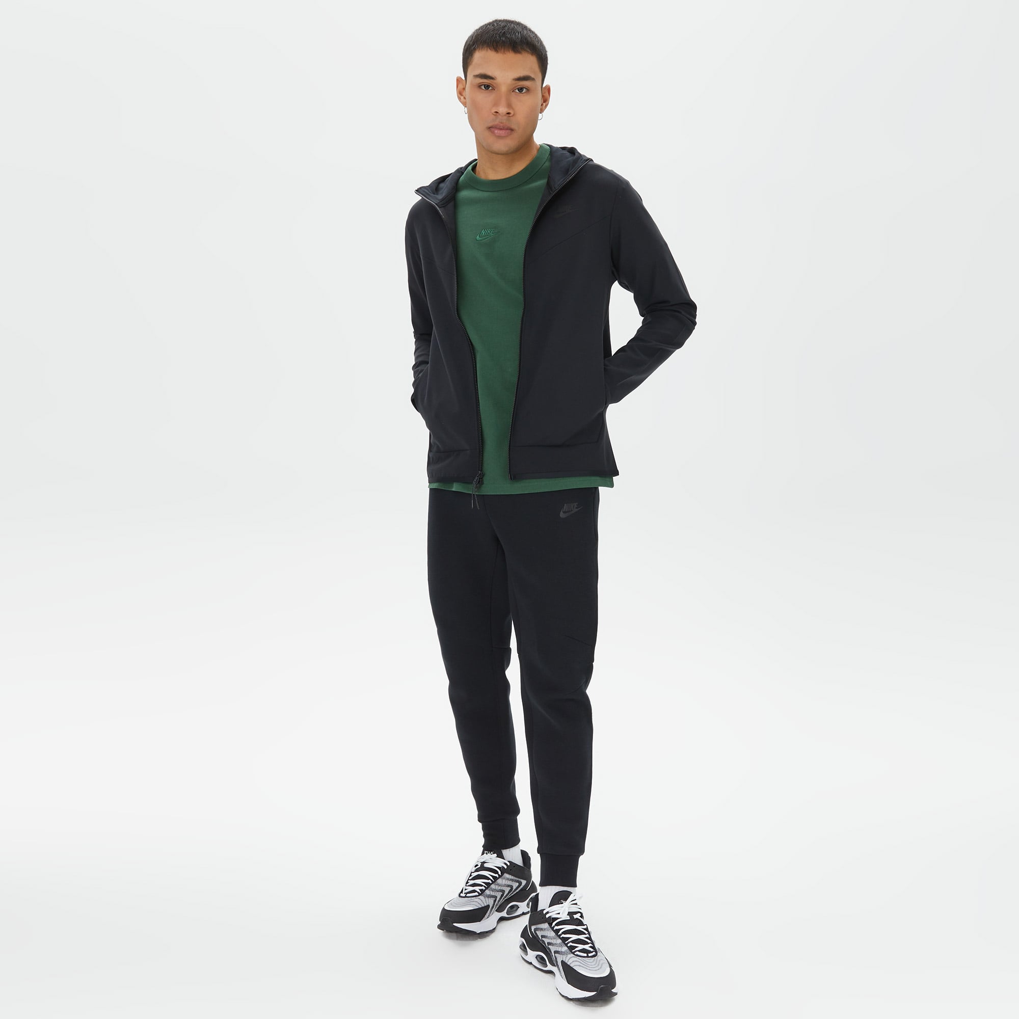 Nike Tech Full Zip Lightweight Erkek Siyah Sweatshirt